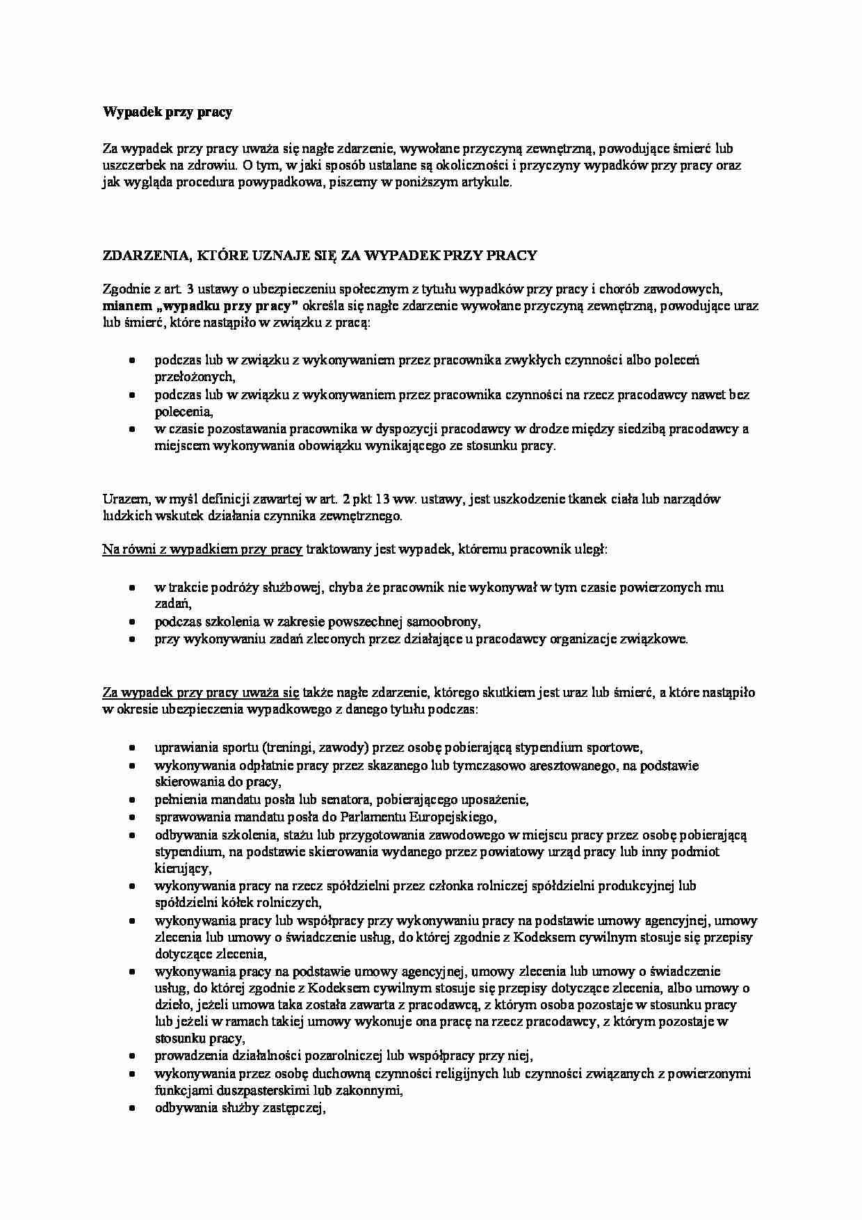 Wypadek przy pracy (sem.I) - strona 1