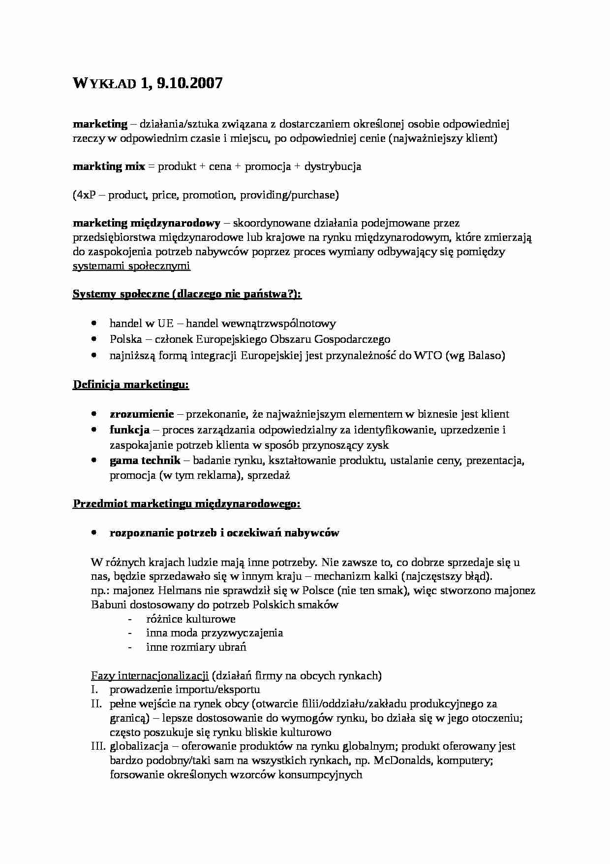 Wykłady z marketingu - strona 1