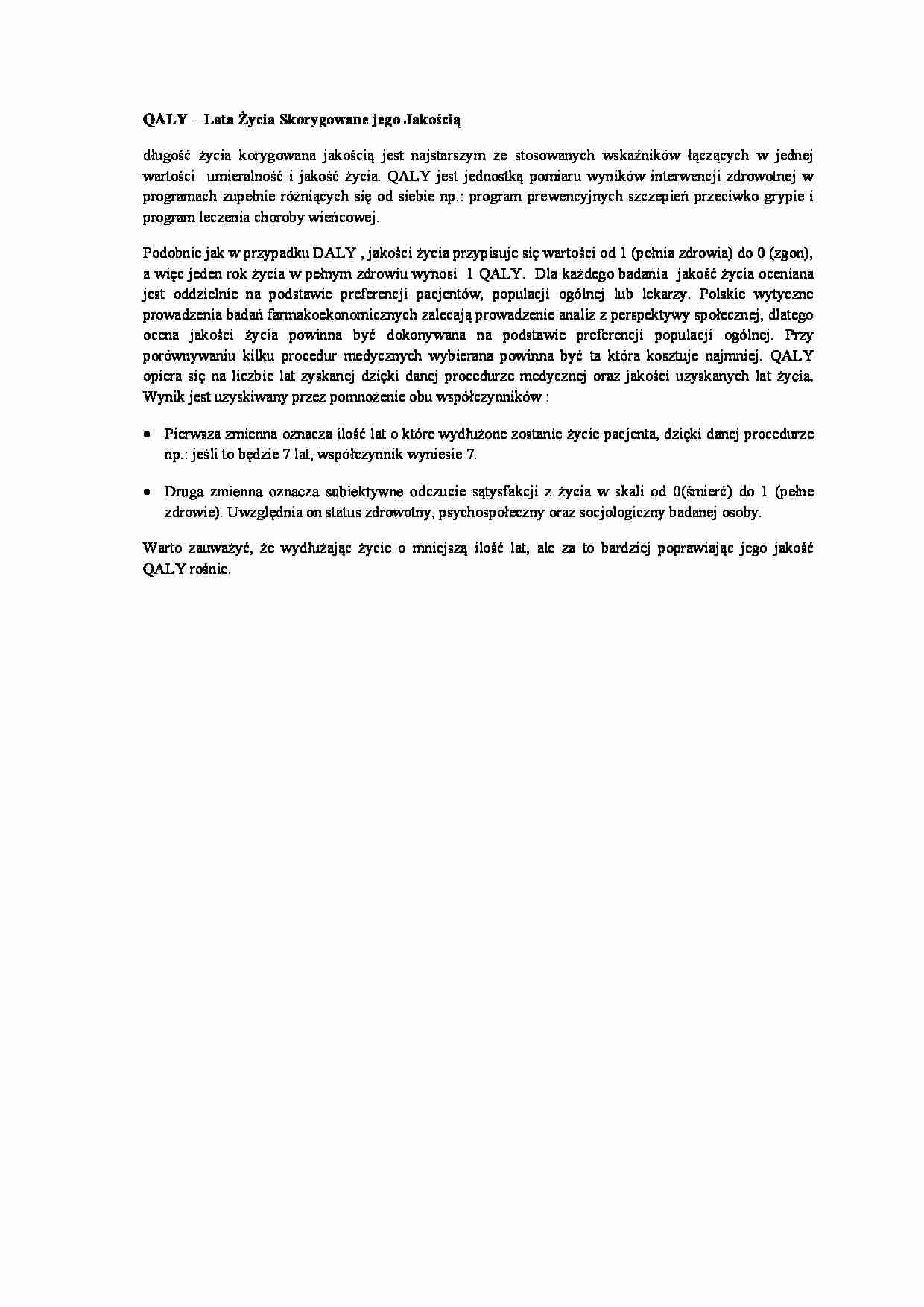 Lata Życia Skorygowanych Jakością - omówienie - strona 1