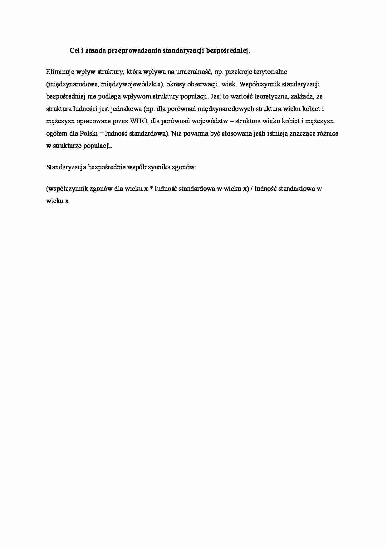 Cel standaryzacji bezpośredniej - omówienie - strona 1