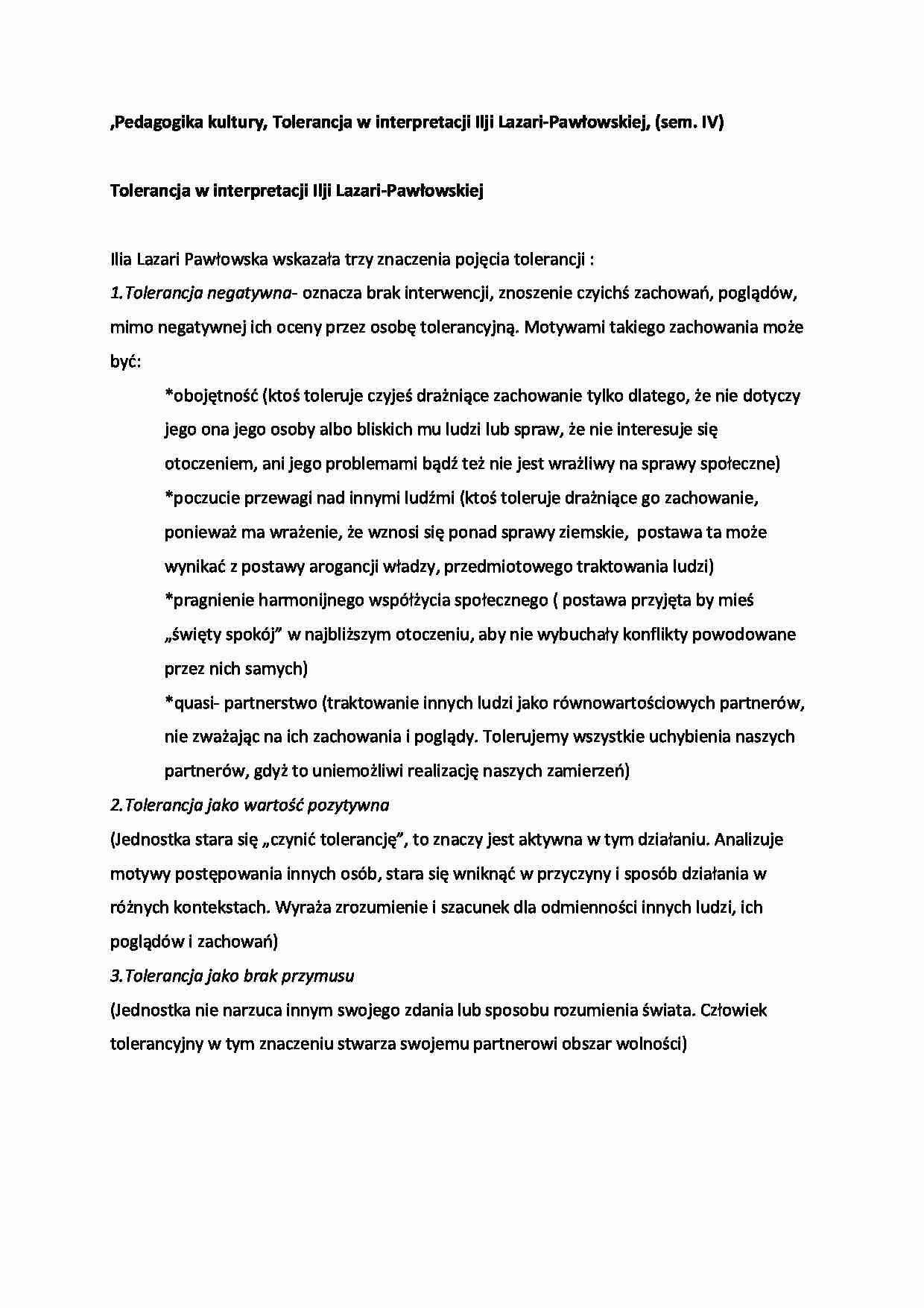Tolerancja w interpretacji - omówienie (sem. IV) - strona 1