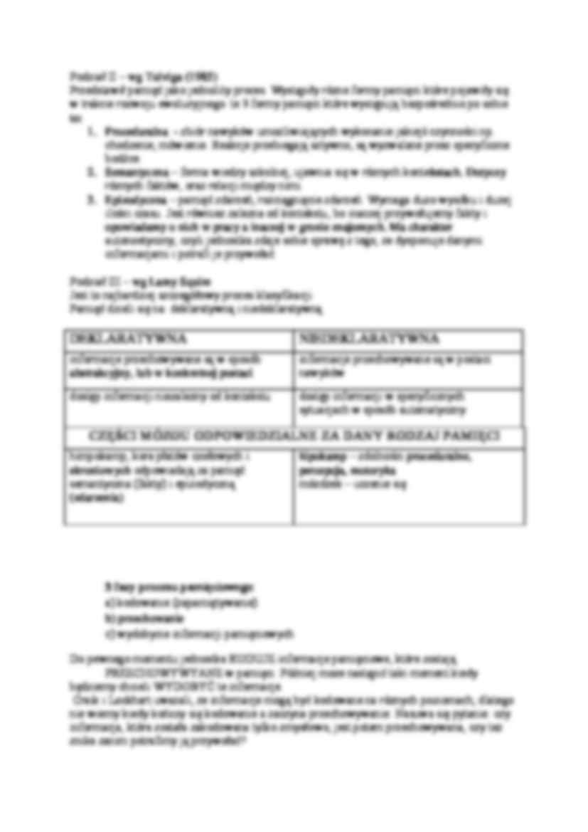 Pamięć jako system przetwarzania informacji - omówienie (sem. I) - strona 3