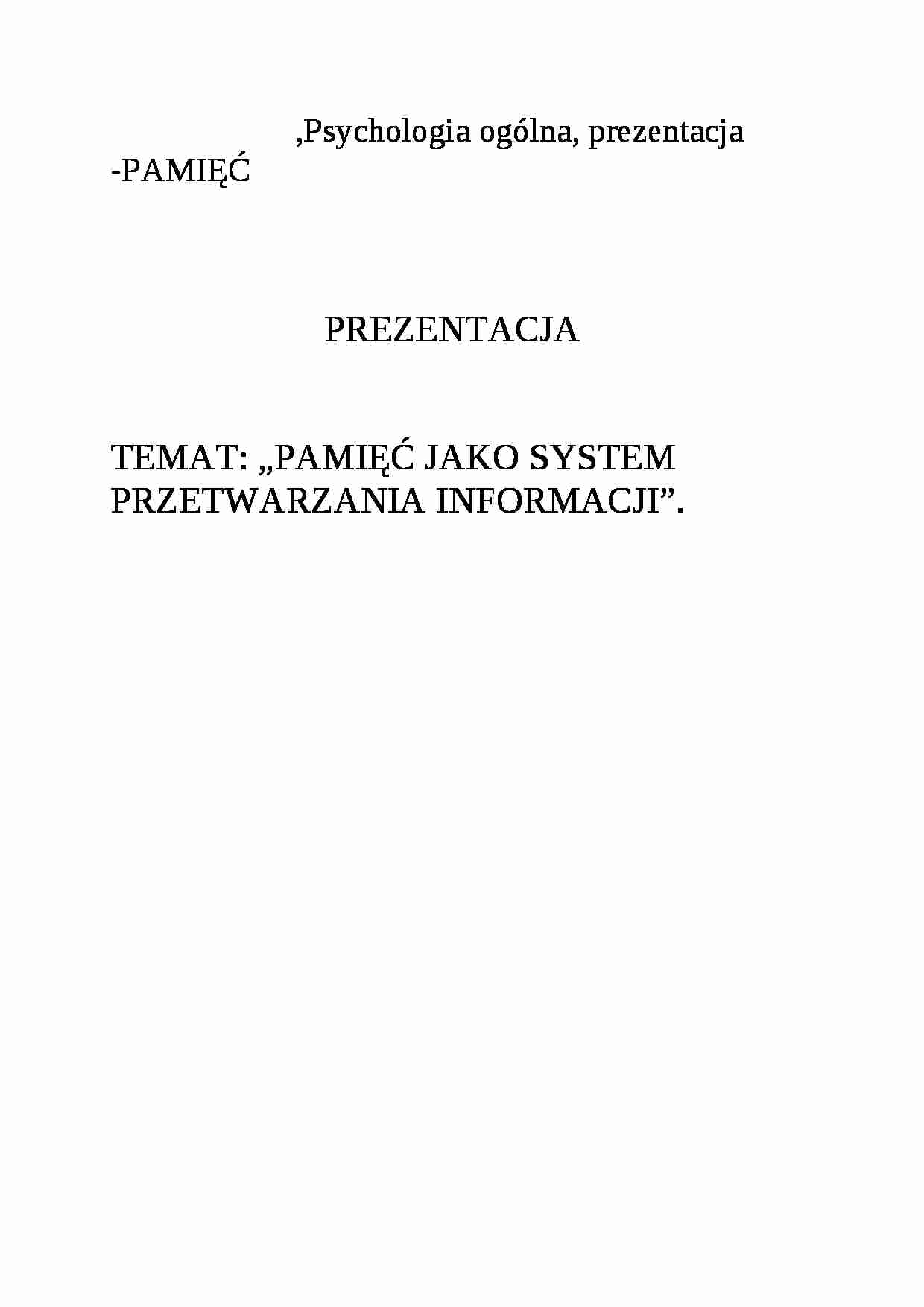 Pamięć - prezentacja (sem. I) - strona 1