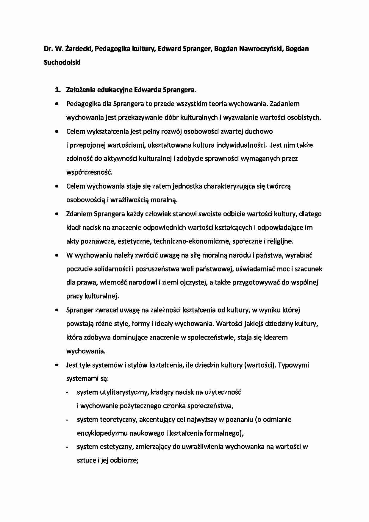 Pedagogika kultury  - omówienie (sem. IV) - strona 1