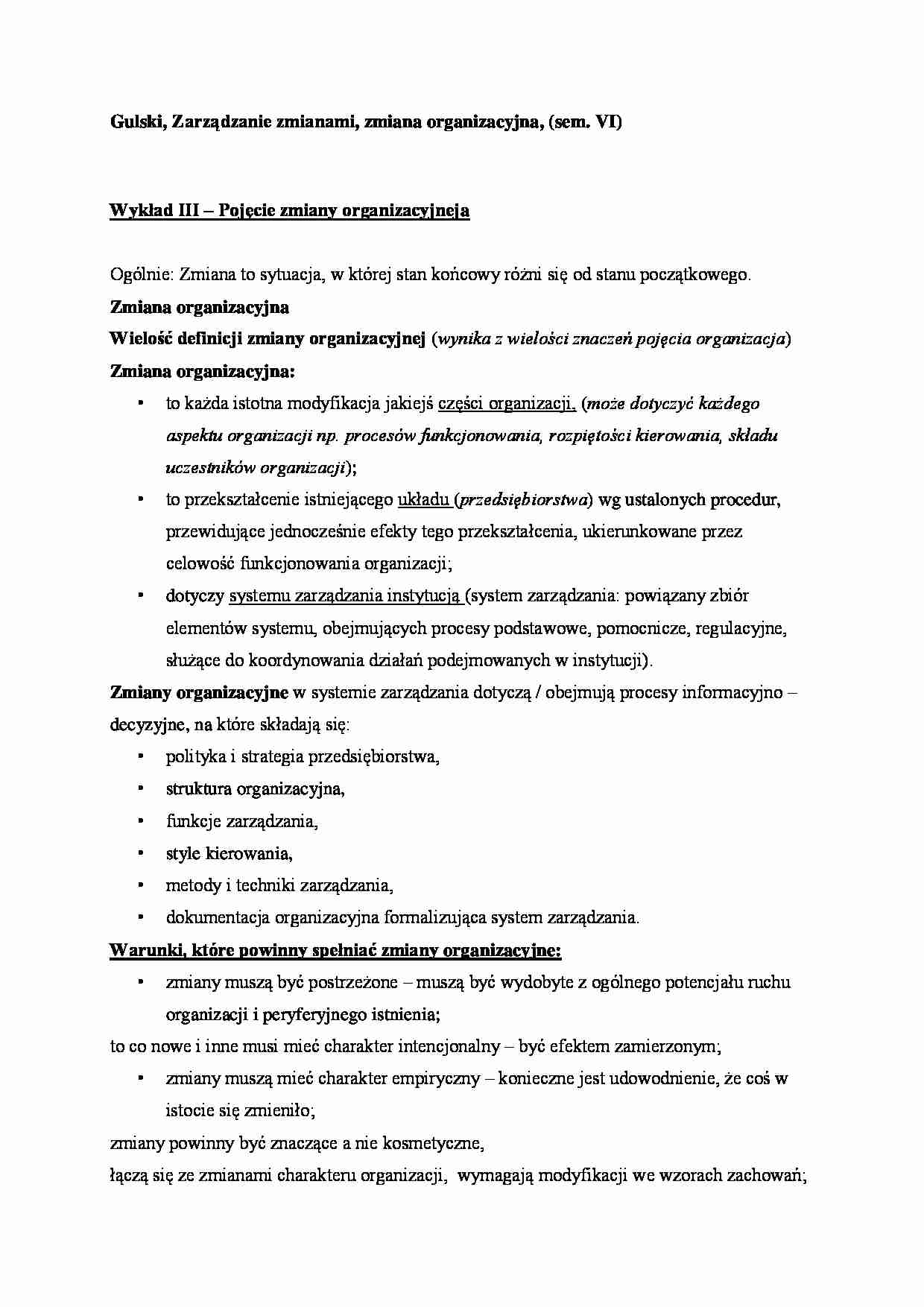 Zmiana organizacyjna - wykład (sem. VI) - strona 1
