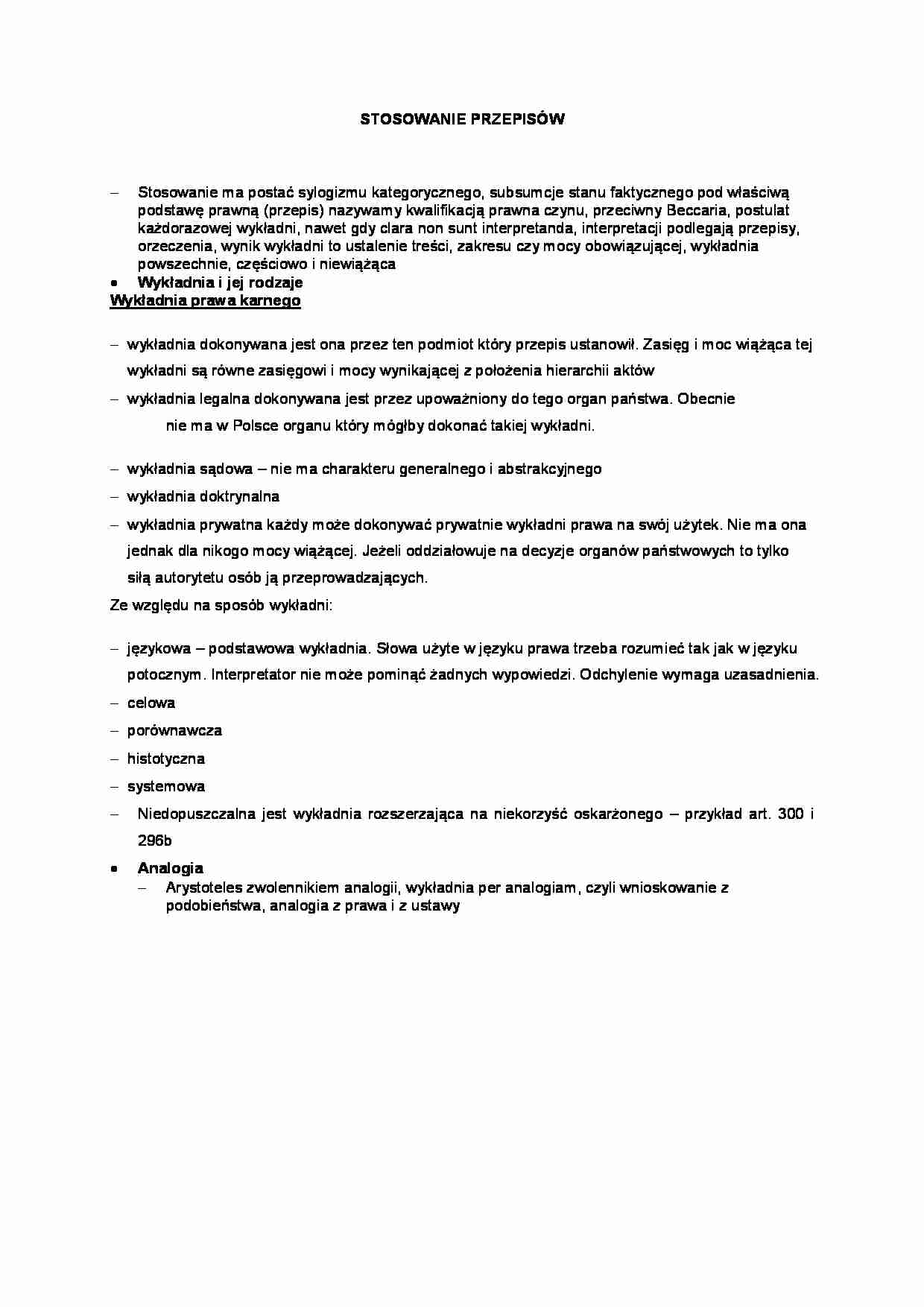Stosowanie przepisów  - omówienie (I sem) - strona 1