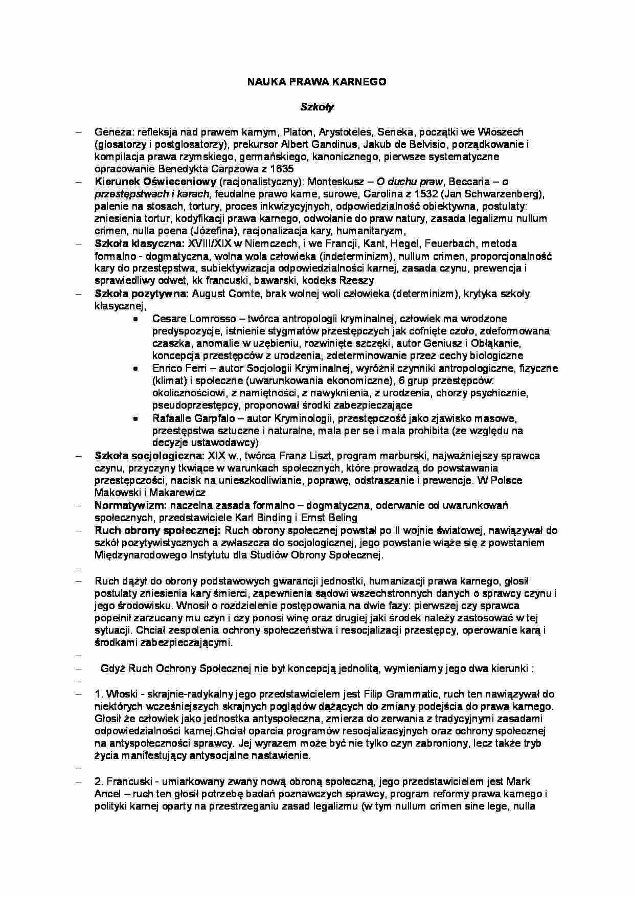 Szkoły prawa karnego - omówienie  - strona 1