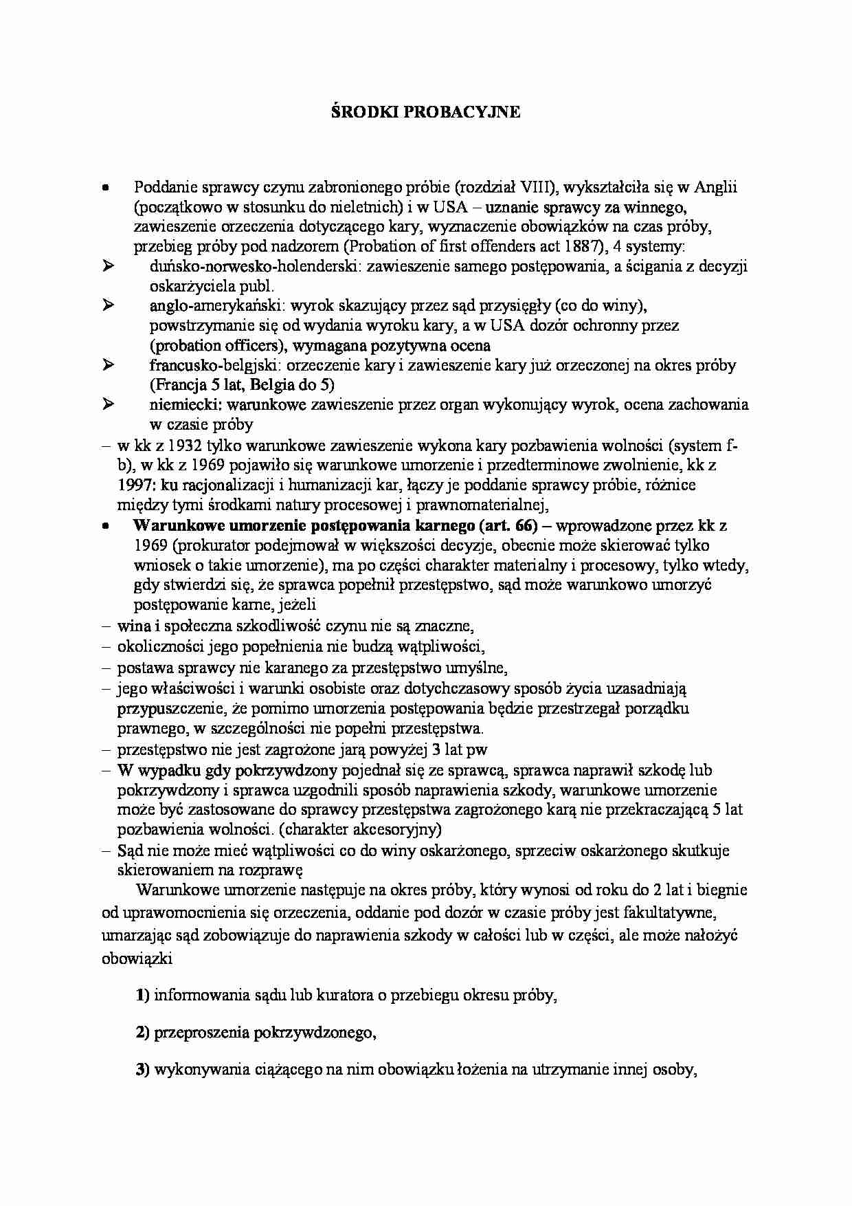 Środki probacyjne - omówienie (II sem) - strona 1