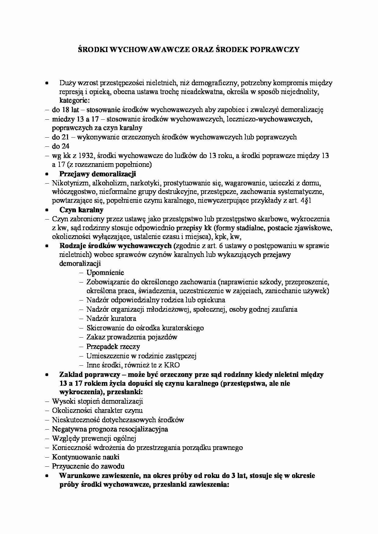 środki wychowawcze  - omówienie (II sem) - strona 1