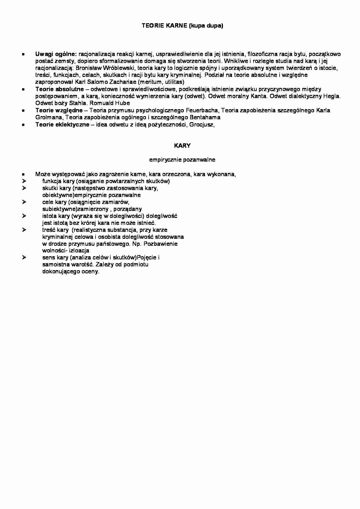 Teorie karne - omówienie  (II sem) - strona 1
