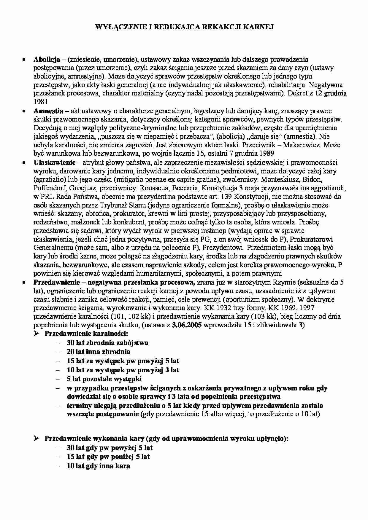 Wyłączenia kar - omówienie (II sem) - strona 1