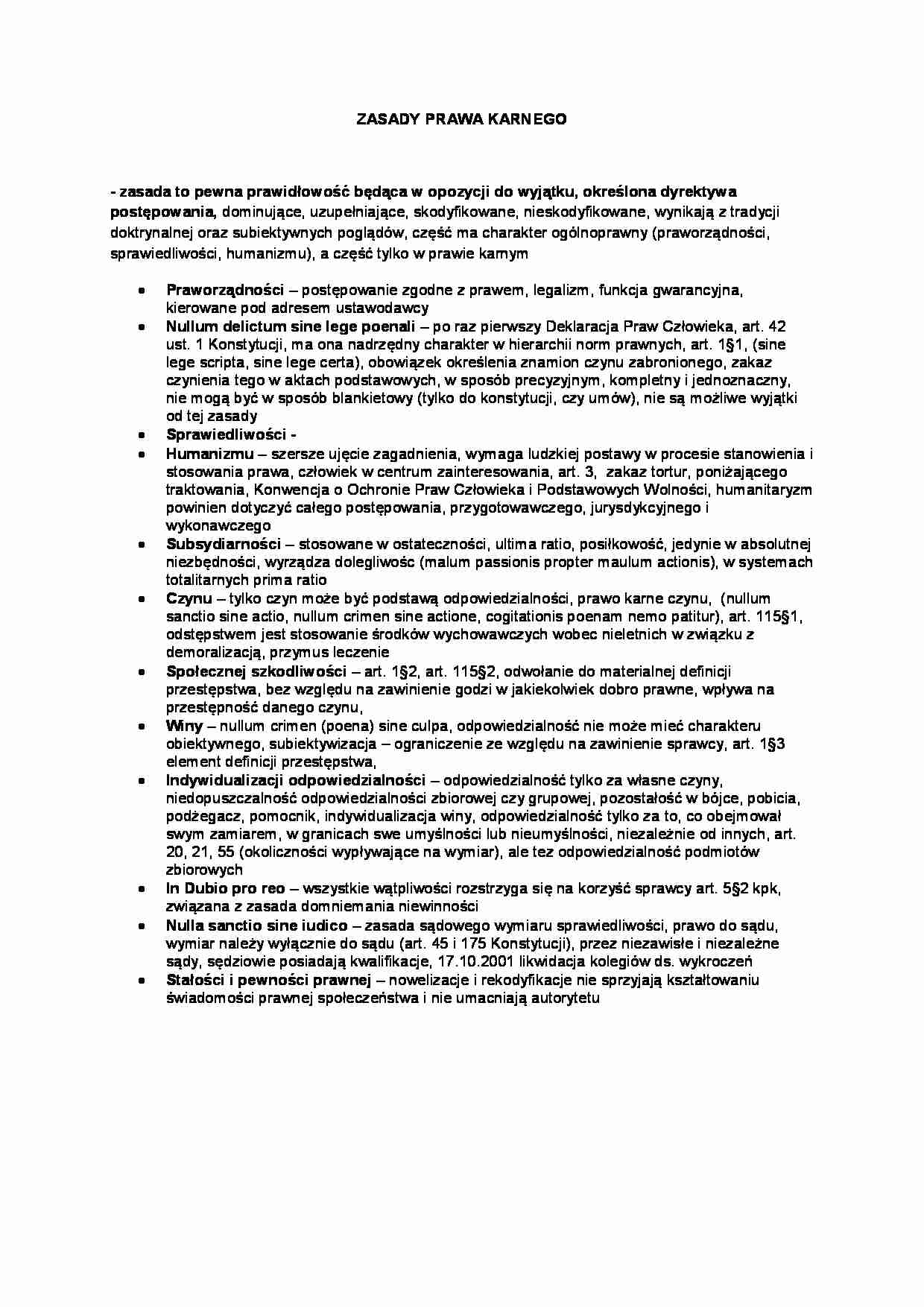 Zasady prawa karnego - omówienie  - strona 1
