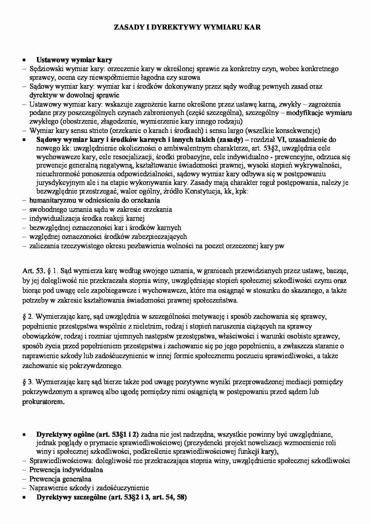 Zasady wymiaru kar - omówienie (II sem) - strona 1