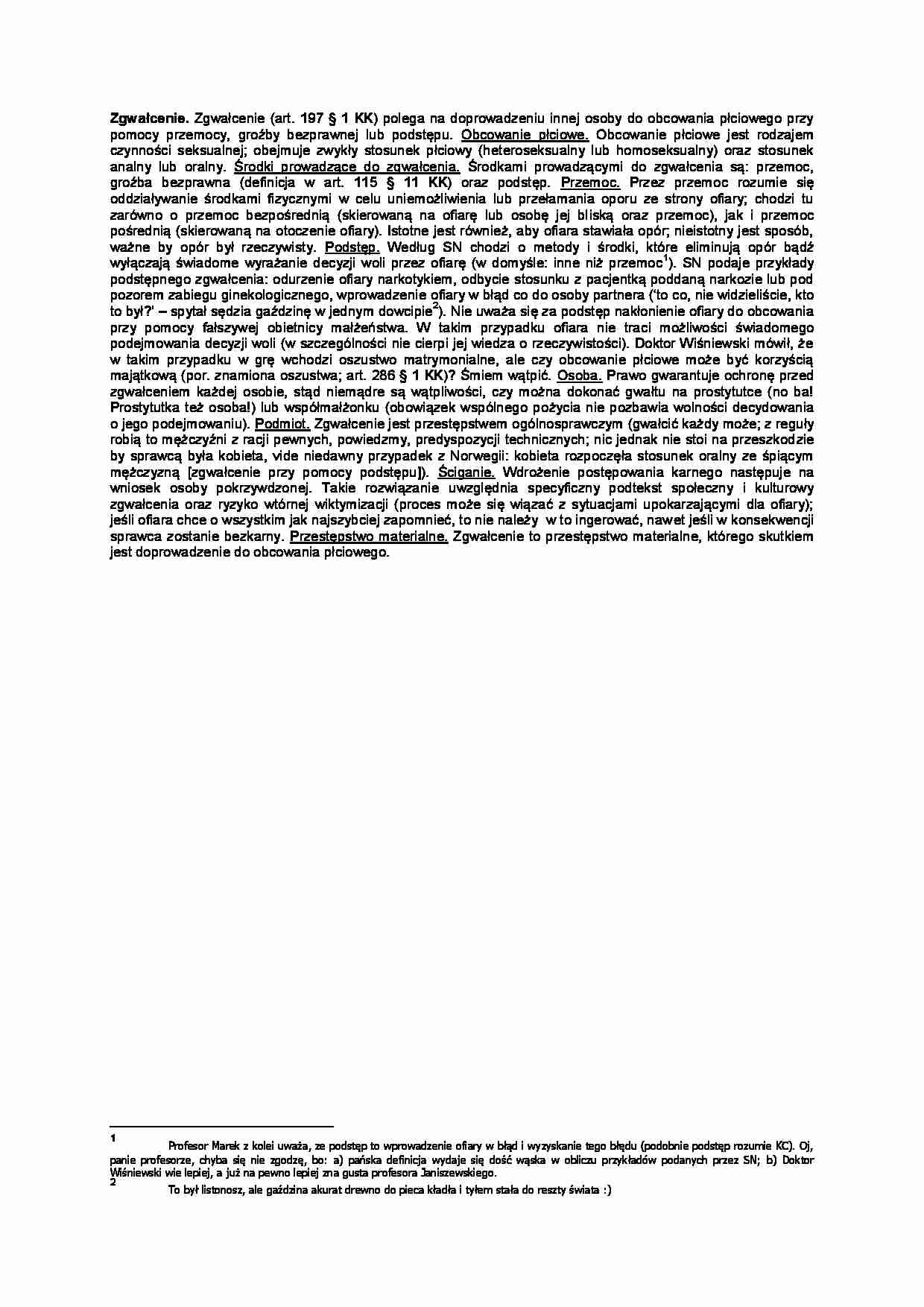 Gwałt - omówienie (II sem) - strona 1