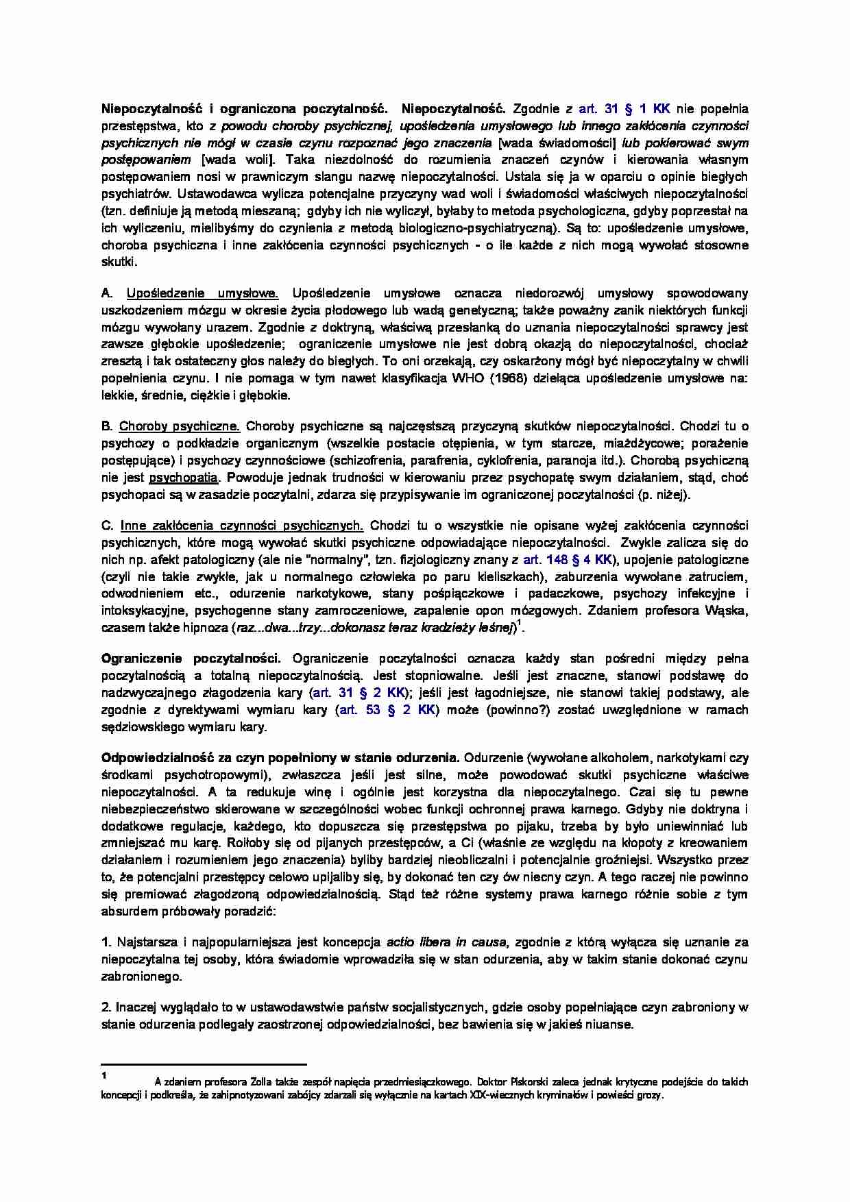 Niepoczytalność - omówienie (II sem) - strona 1