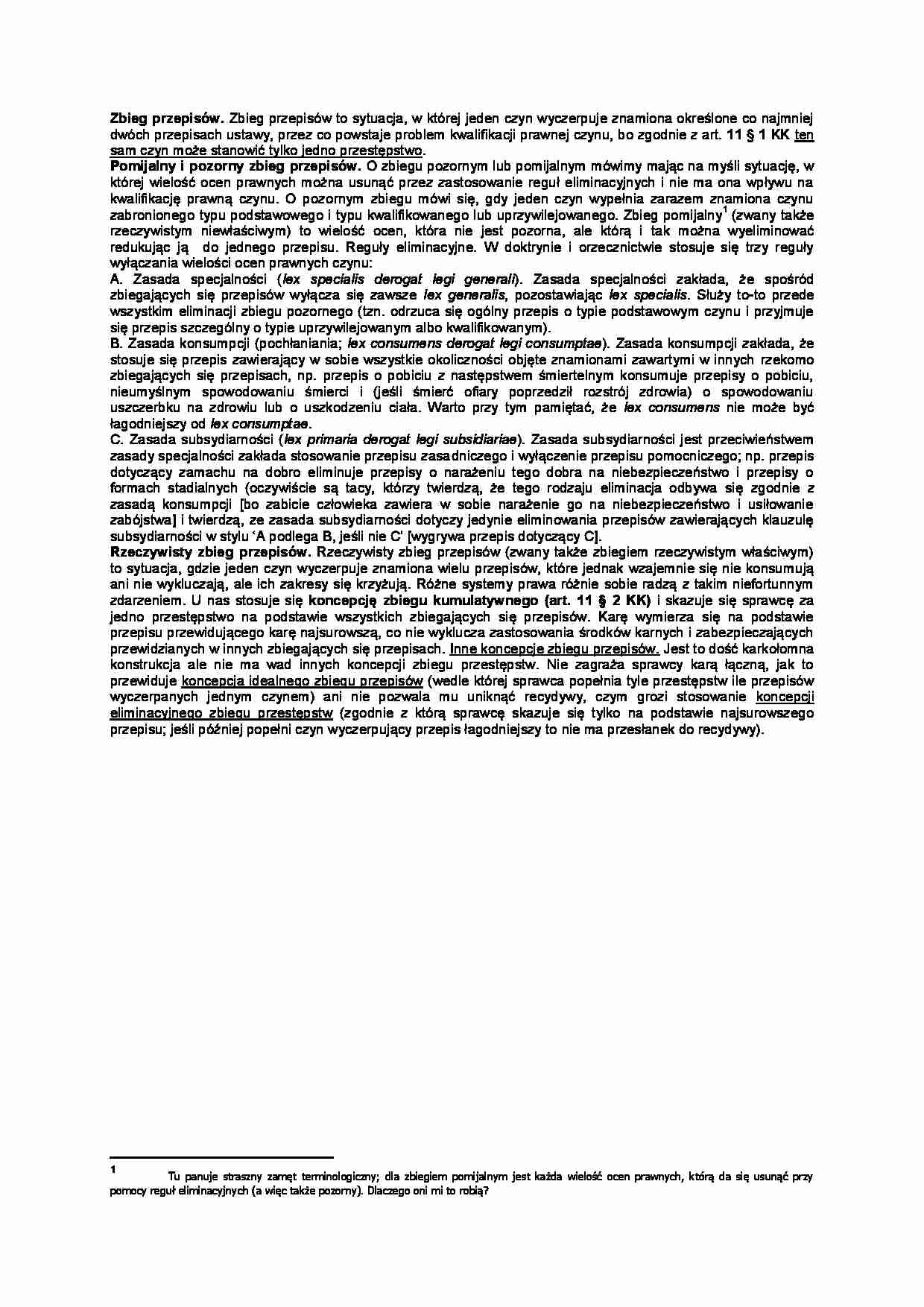 Zbieg przepisów - omówienie (II sem) - strona 1