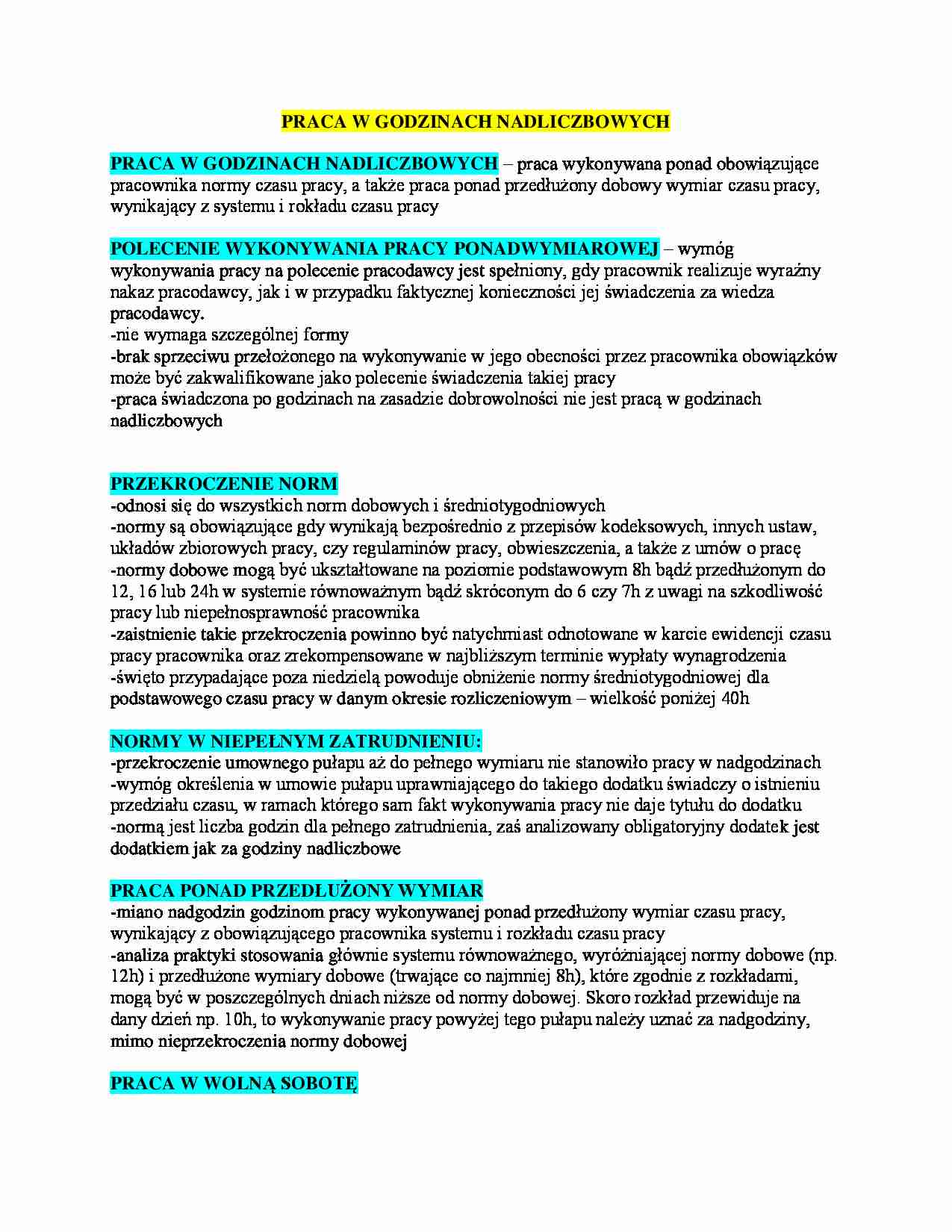 Godziny nadliczbowe - omówienie  - strona 1