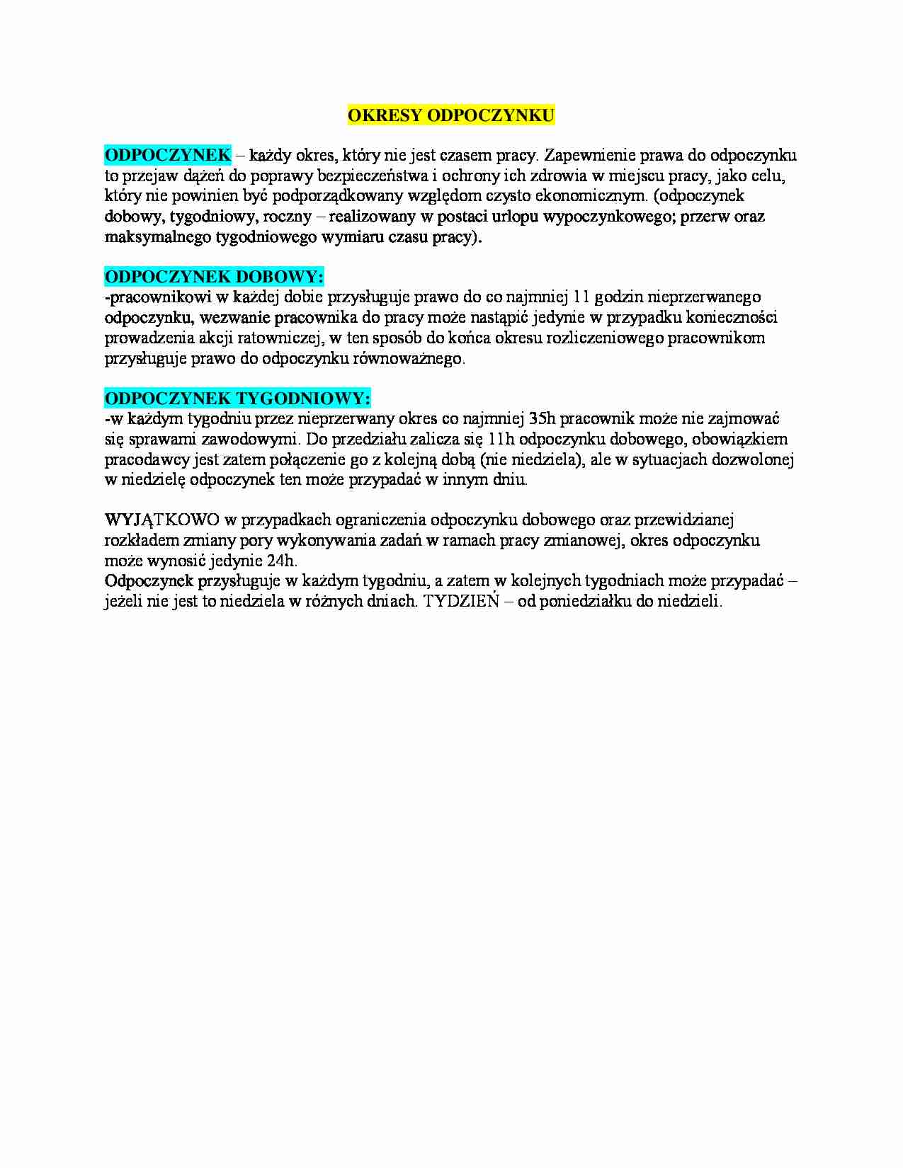 Okres odpoczynku - omówienie  - strona 1