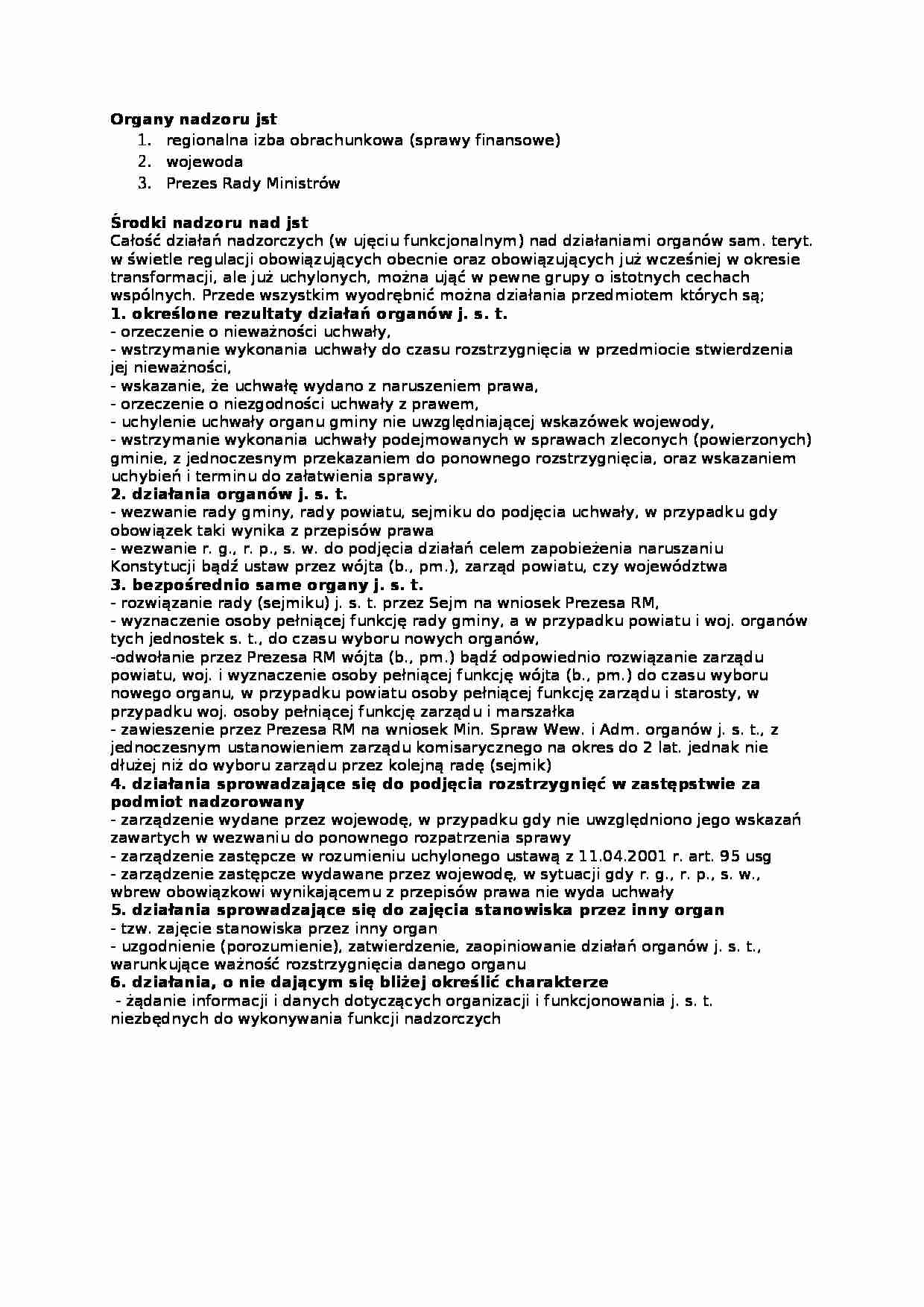 Działania nadzorcze  - omówienie (I sem) - strona 1