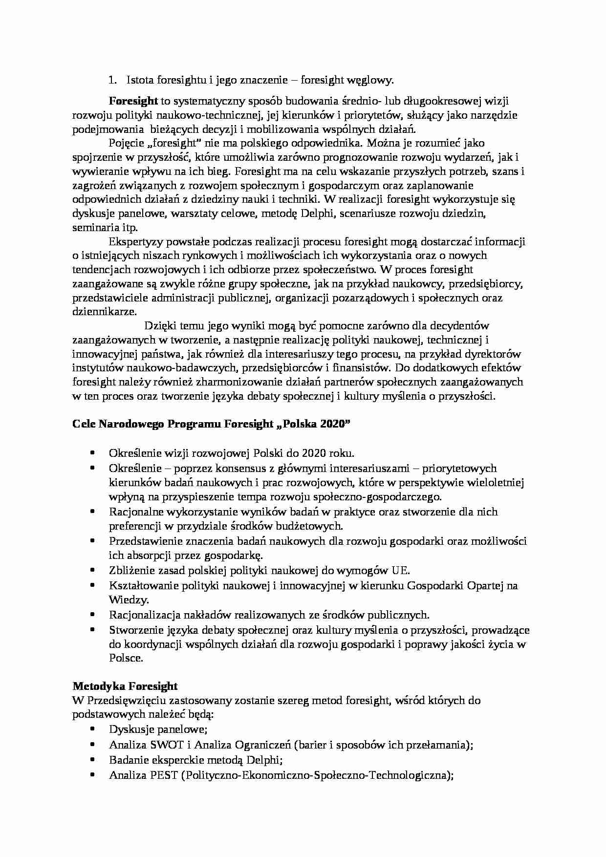Istota foresightu i jego znaczenie - strona 1