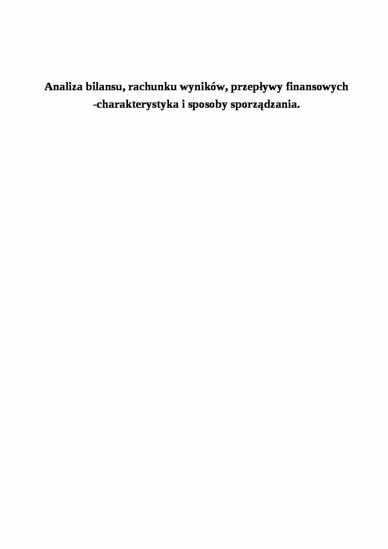 Analiza bilansu, rachunku wyników, przepływów finansowych - strona 1