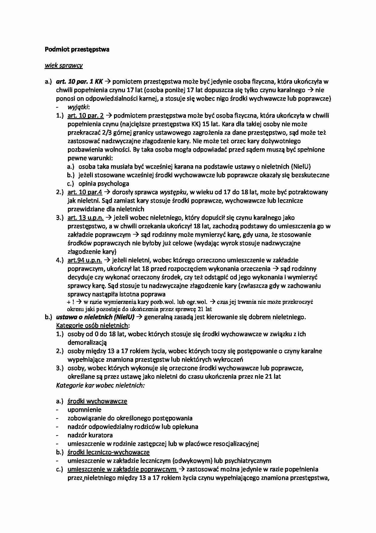 podmiot przestępstwa - omówienie - strona 1