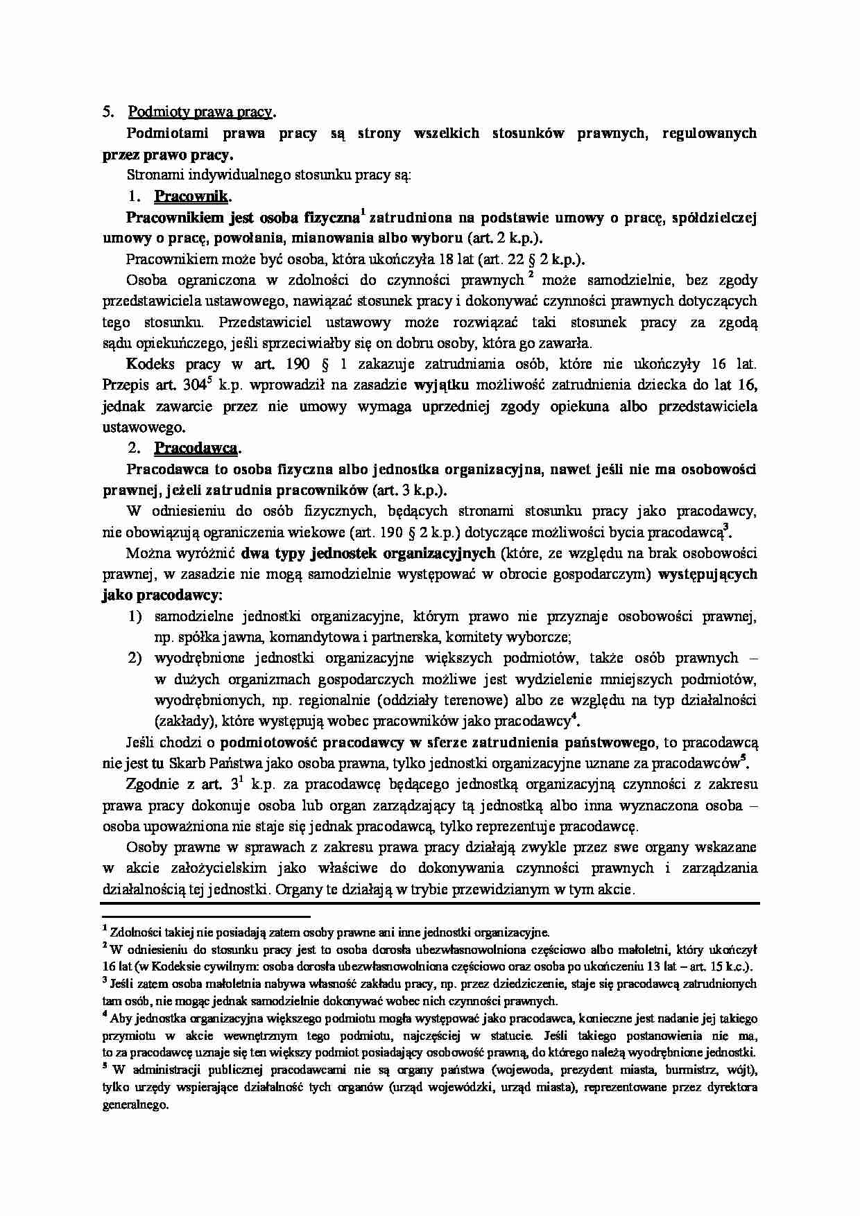 podmioty prawa pracy - omówienie - strona 1