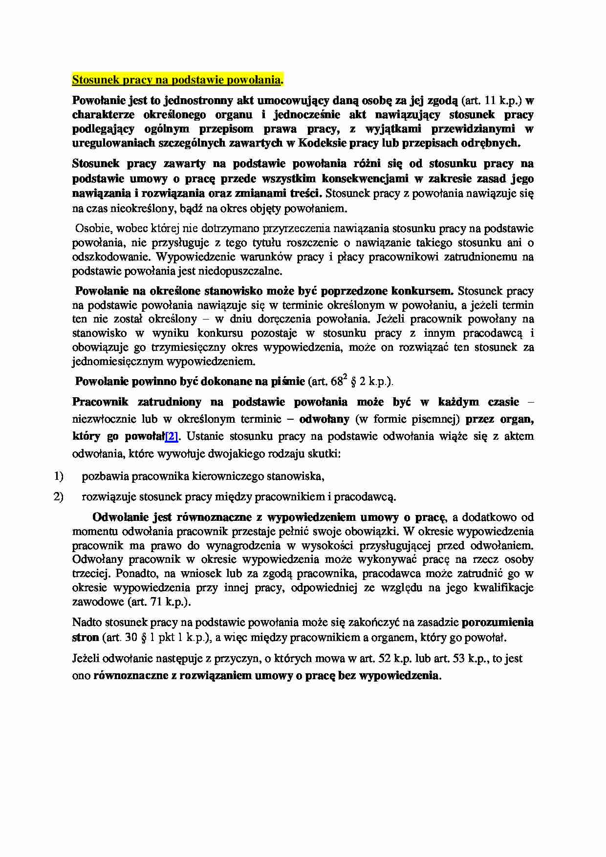 Stosunek pracy na podstawie powołania - omówienie - strona 1