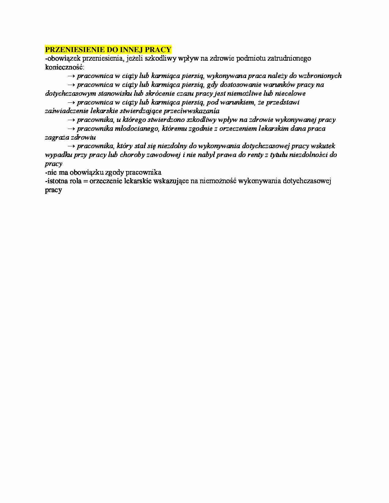 przeniesienie do innej pracy - omówienie - strona 1