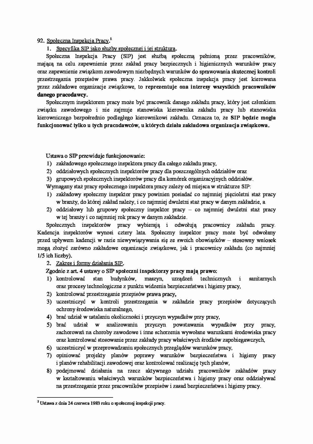 Społeczna inspekcja pracy - omówienie - strona 1