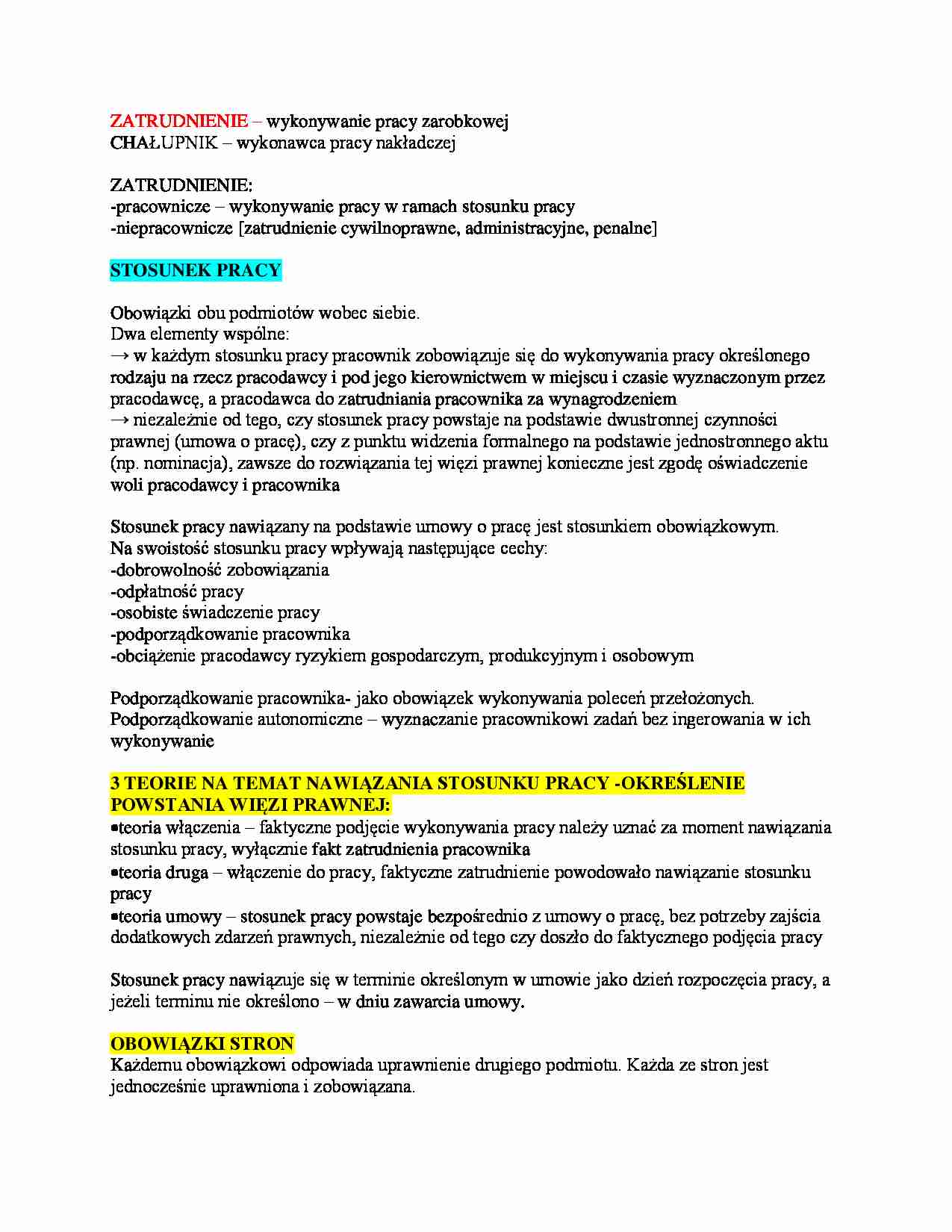 Stosunek pracy - omówienie - strona 1