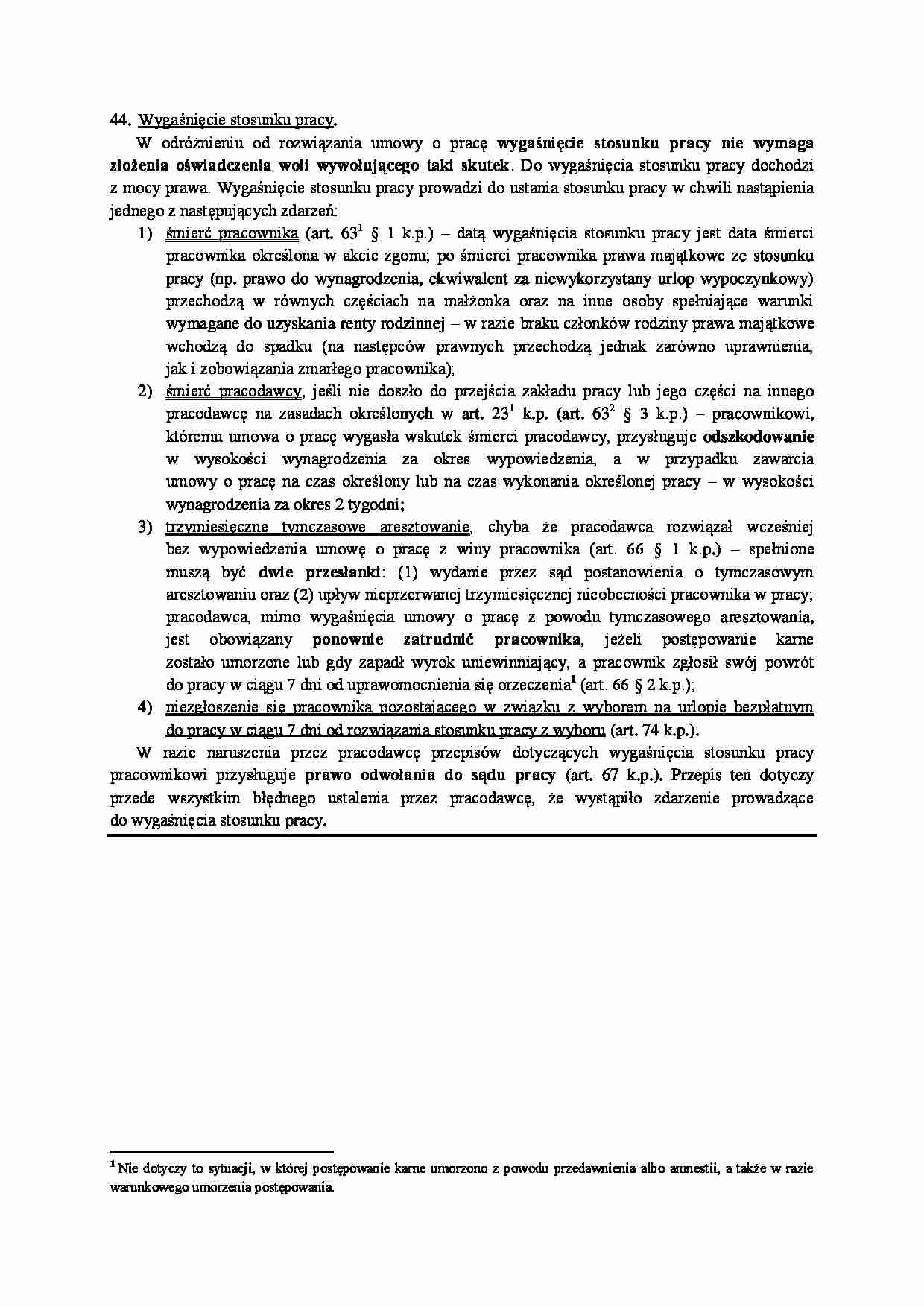 wygaśnięcie stosunku pracy - omówienie - strona 1