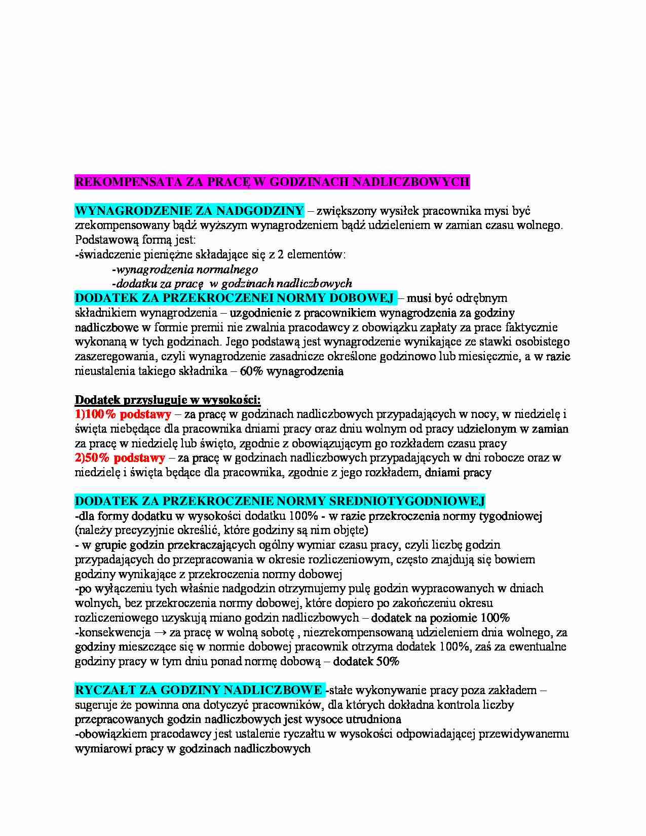 Wynagrodzenie za nadgodziny - omówienie - strona 1