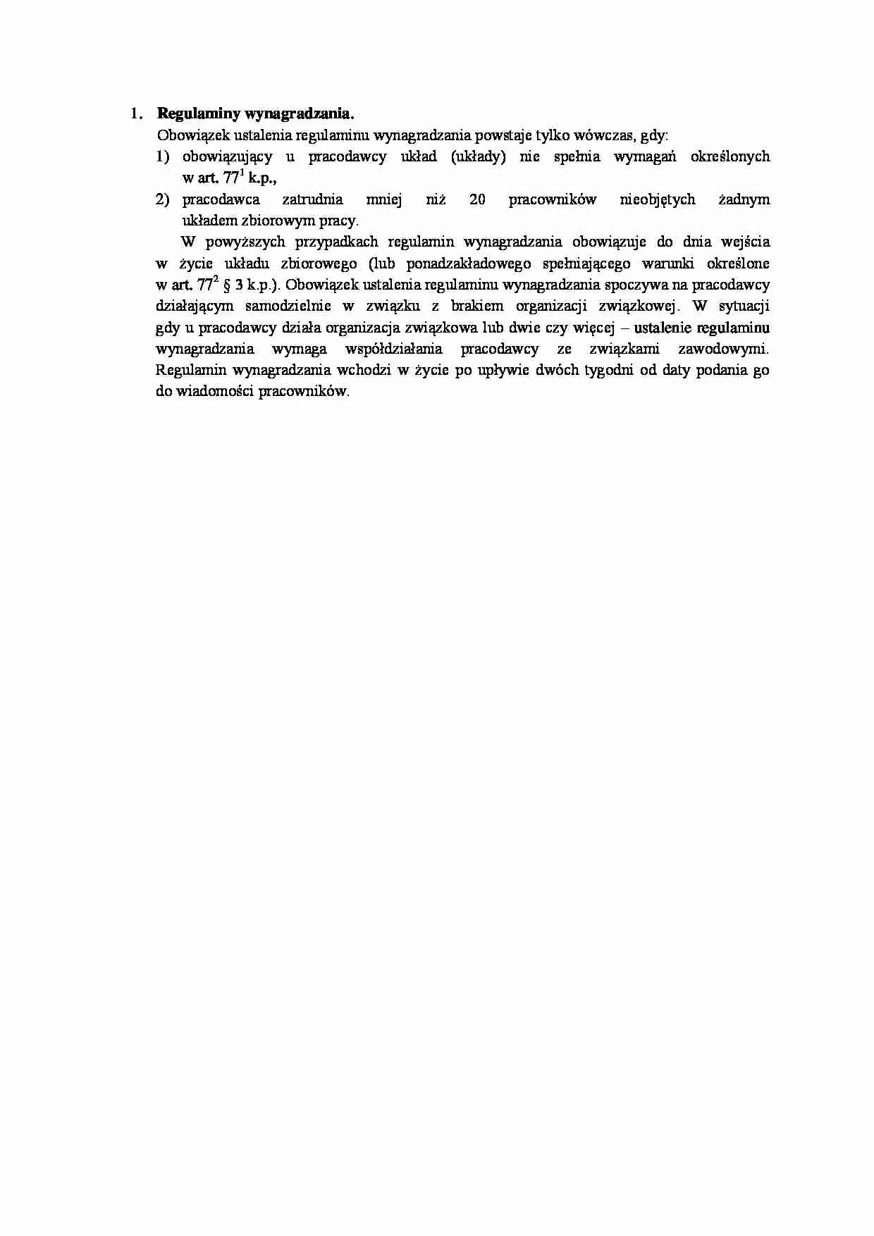 Regulaminy wynagradzania - omówienie - strona 1