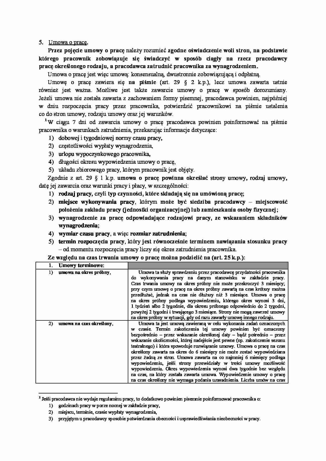 Umowy o pracę - omówienie - strona 1