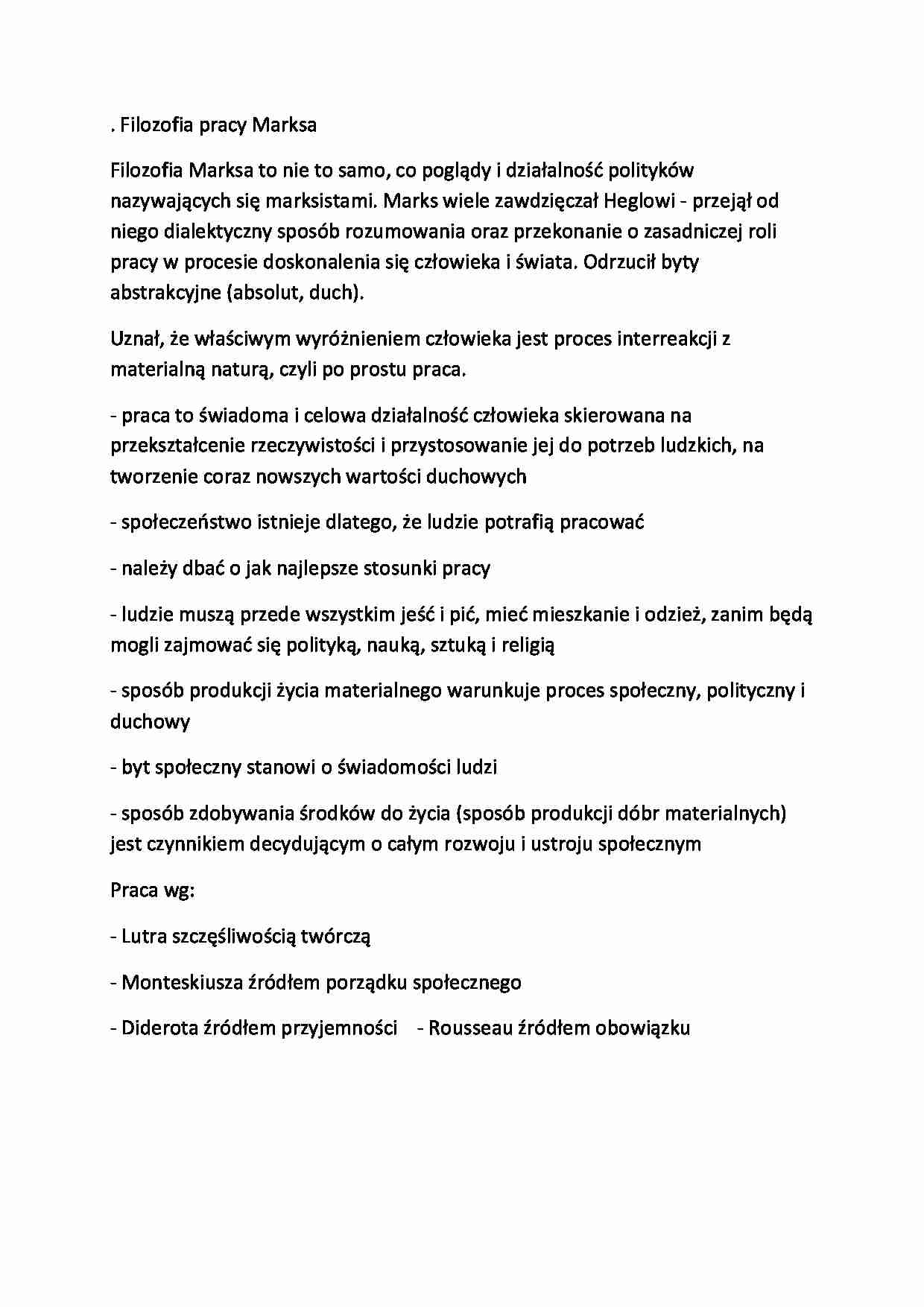  Filozofia pracy-opracowanie, I sem - strona 1