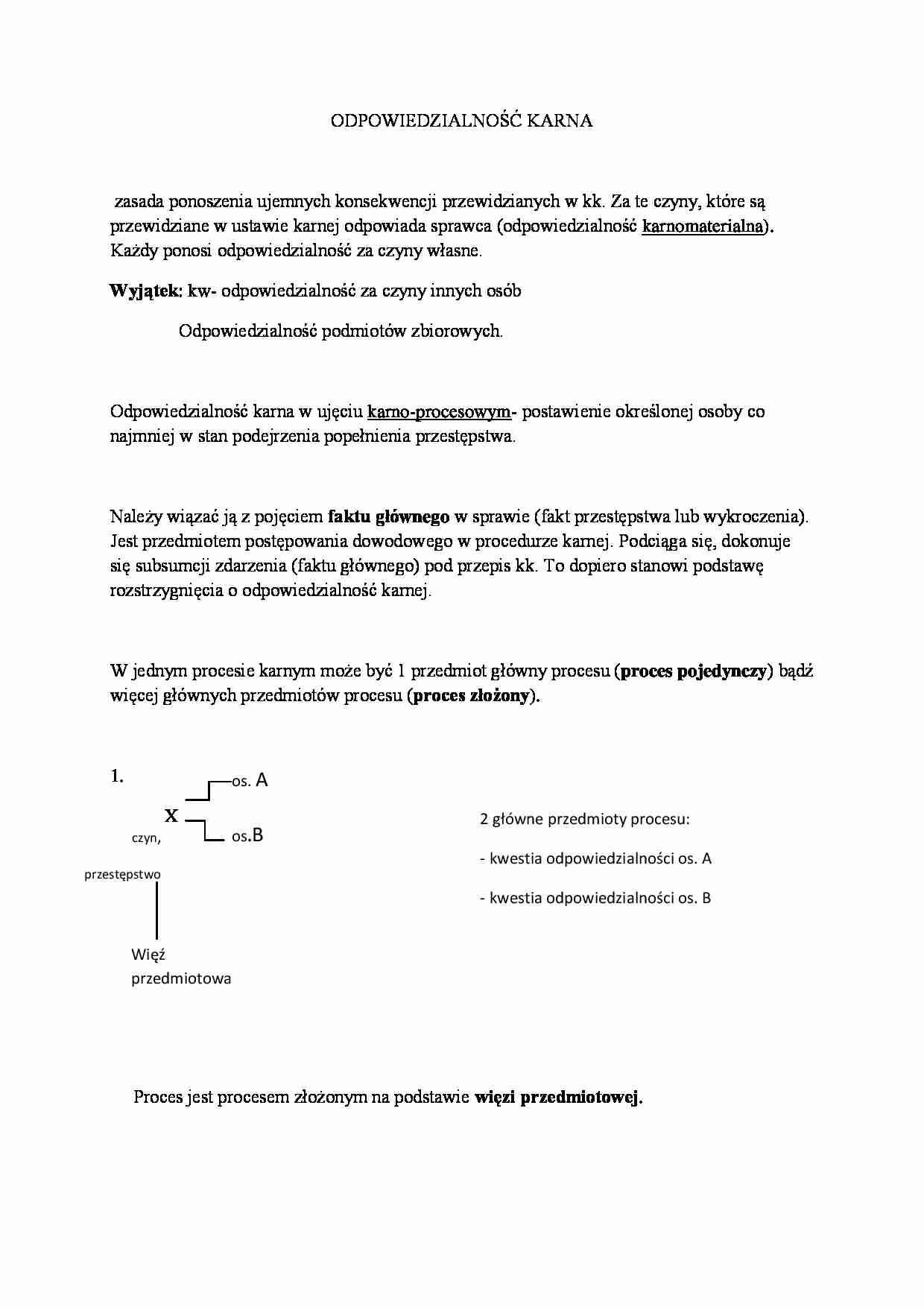 Odpowiedzialność karna-opracowanie, V sem. - strona 1