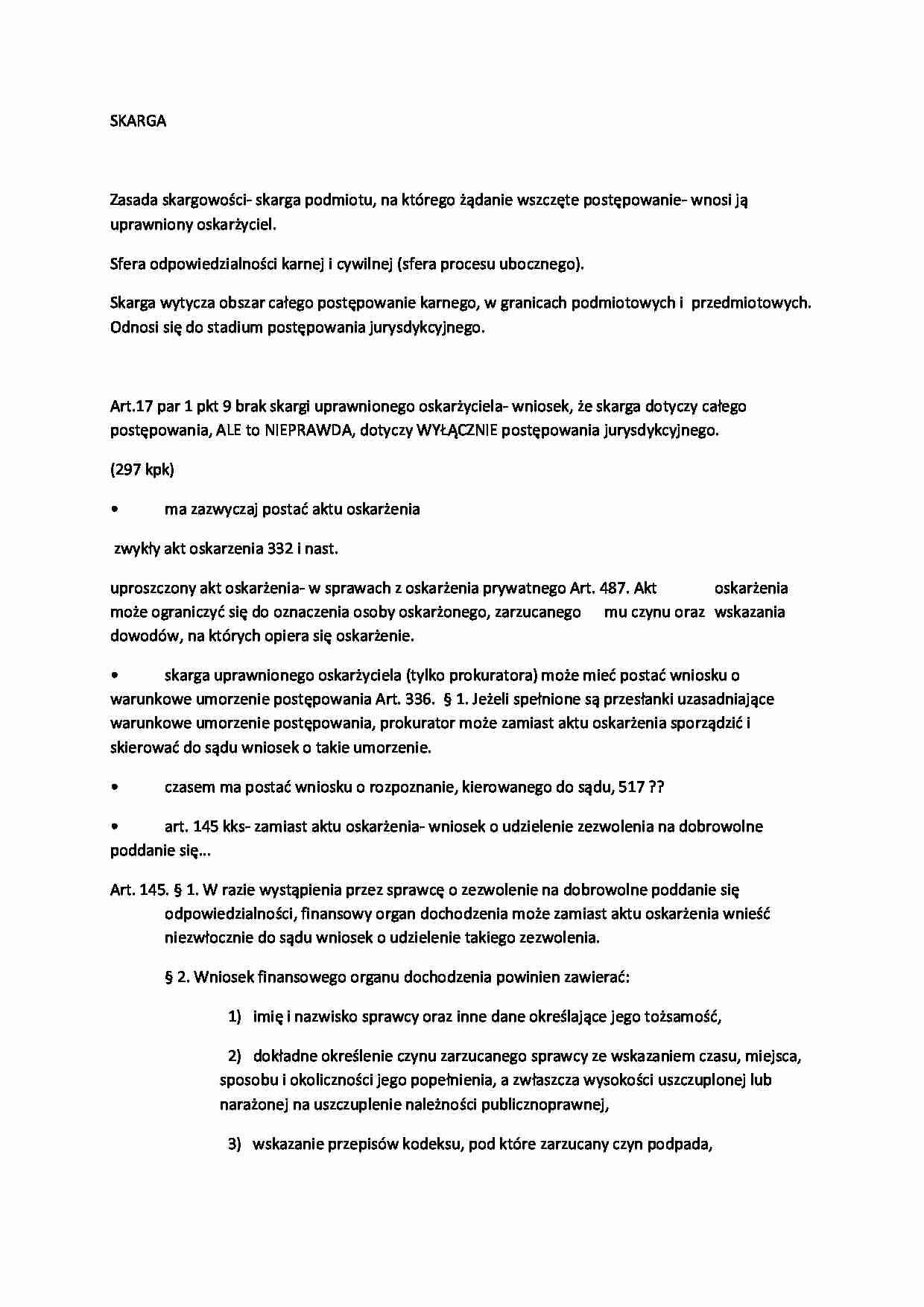 Skarga-opracowanie, V sem - strona 1