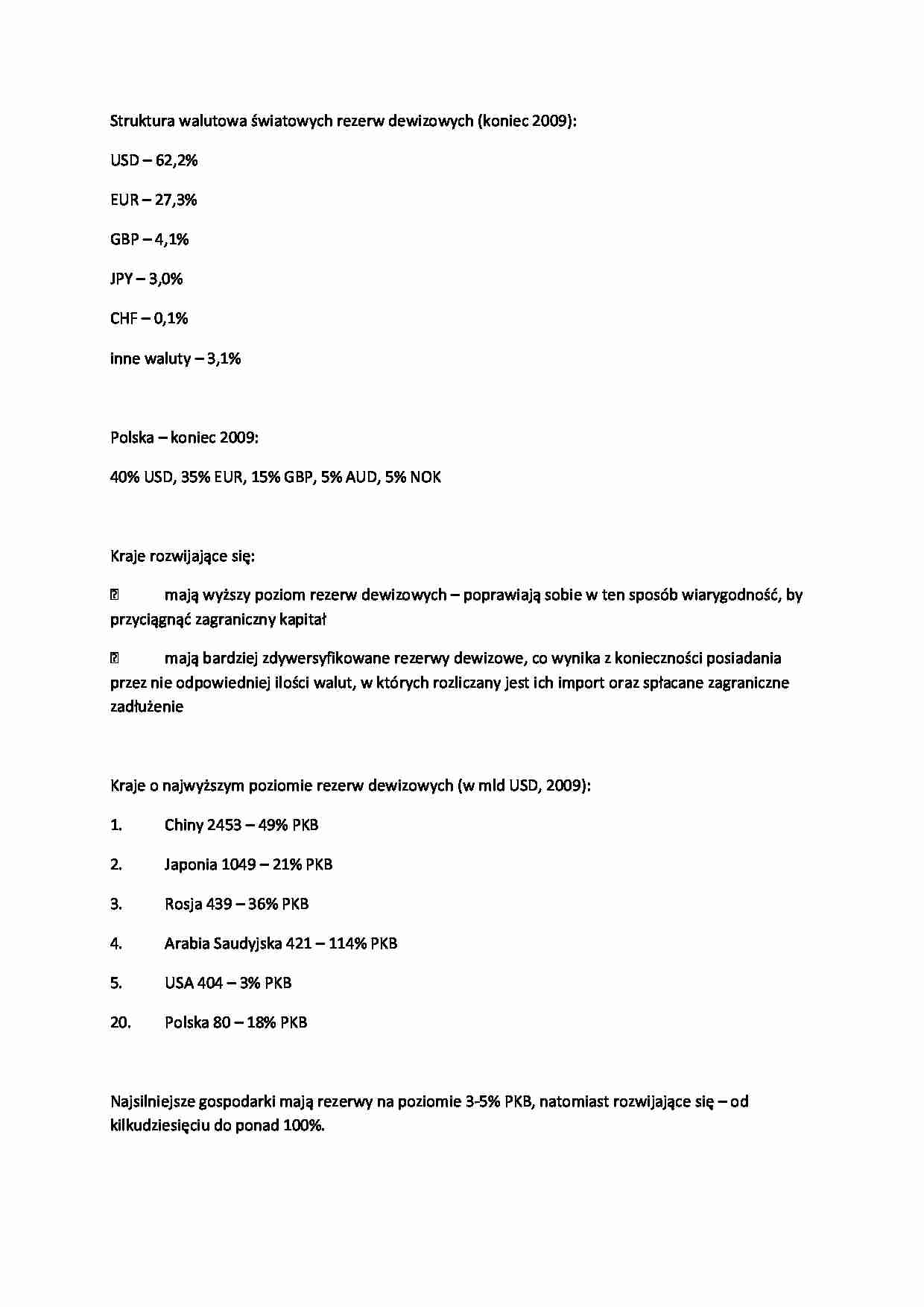 Rezerwy dewizowe-opracowanie, I sem - strona 1