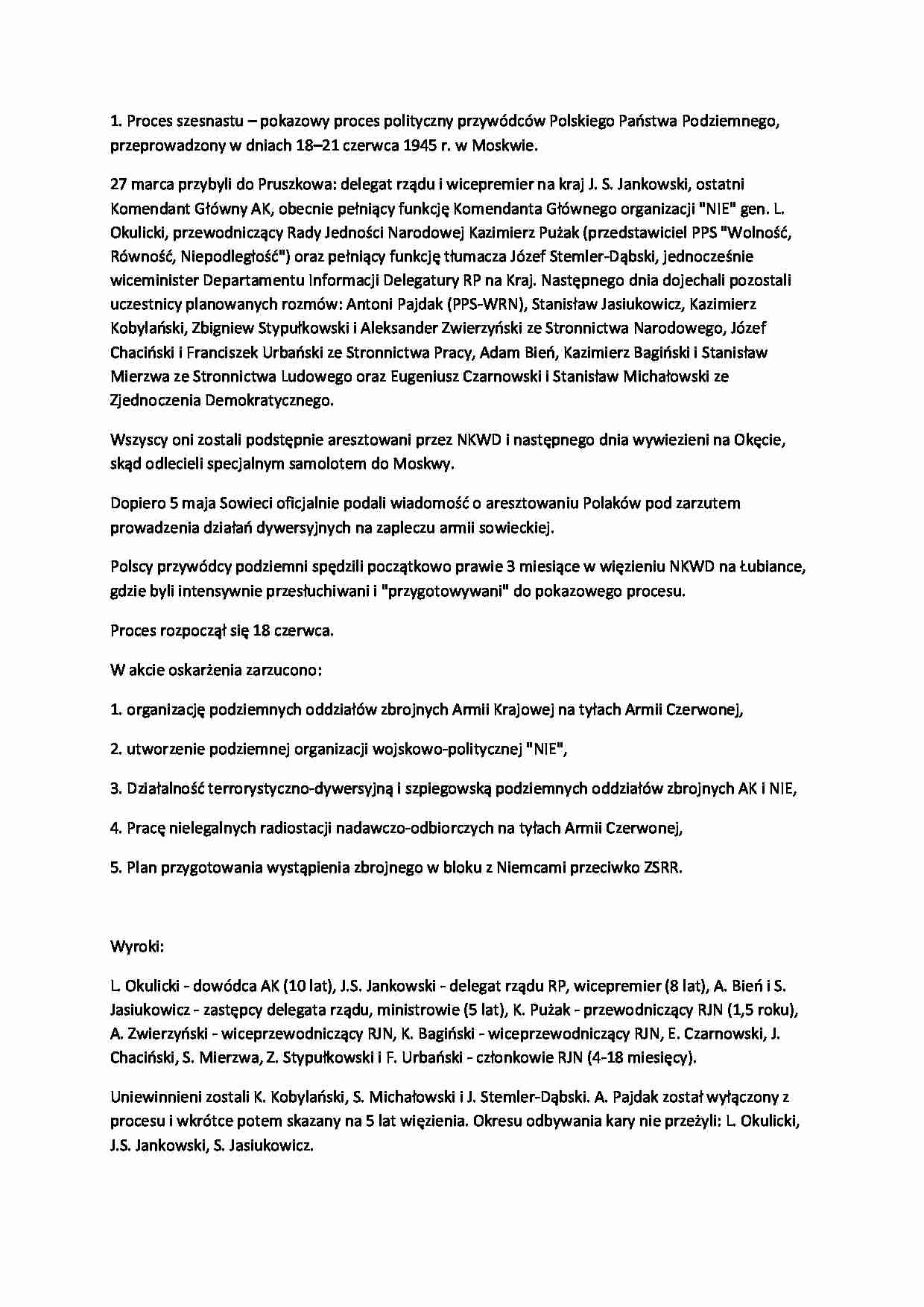 Prosces szczesnastu-opracowanie II sem. - strona 1
