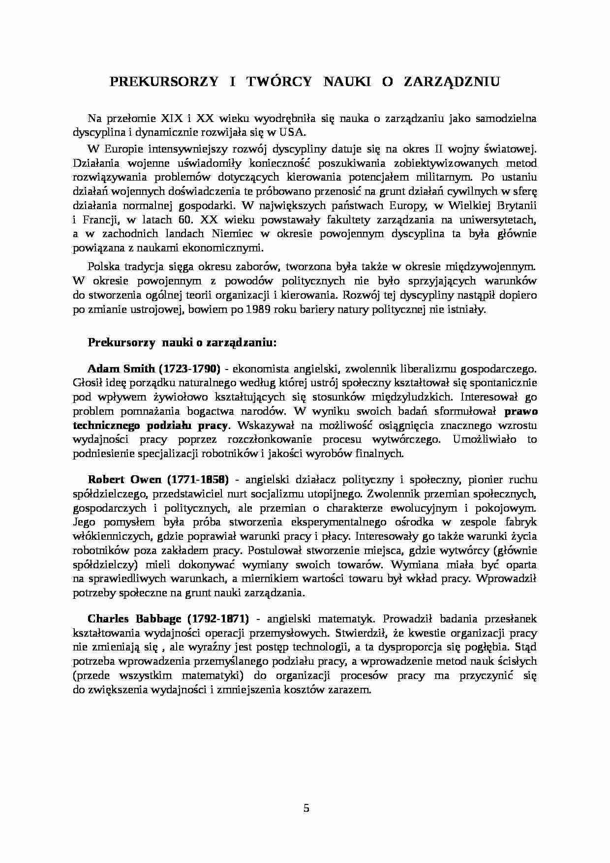 Twórcy nauki o zarządzaniu - wykład - strona 1