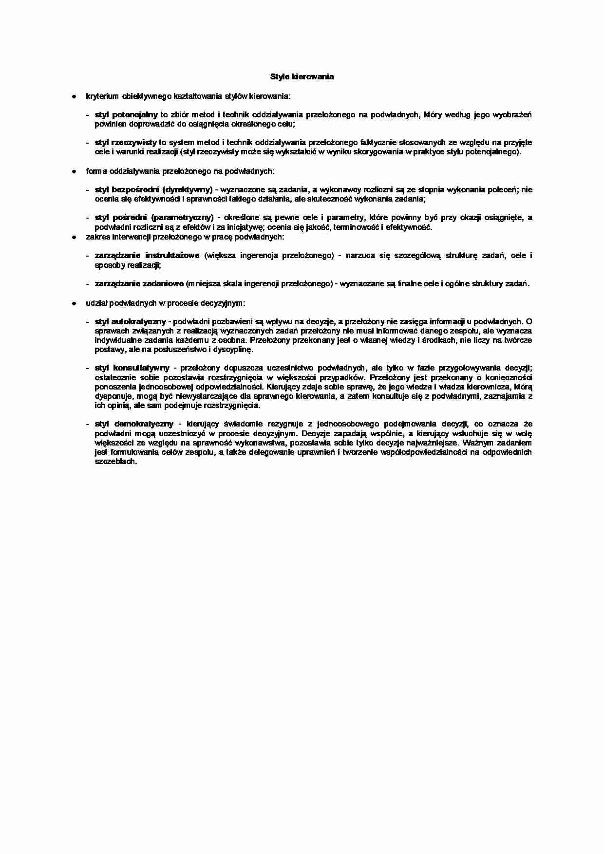 Style kierowania - wykład - strona 1