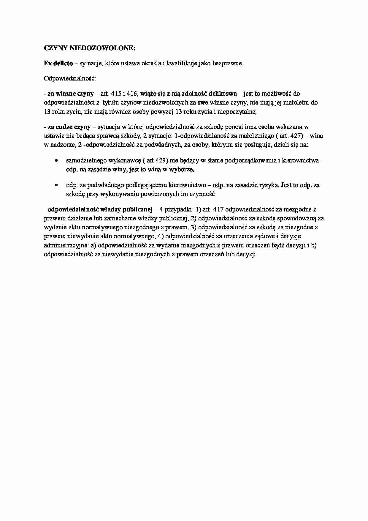 Wykład - czyny niedozwolone (II sem) - strona 1