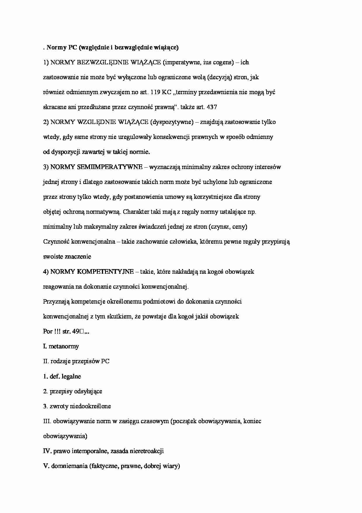 Wykład - normy prawa cywilnego (I sem) - strona 1