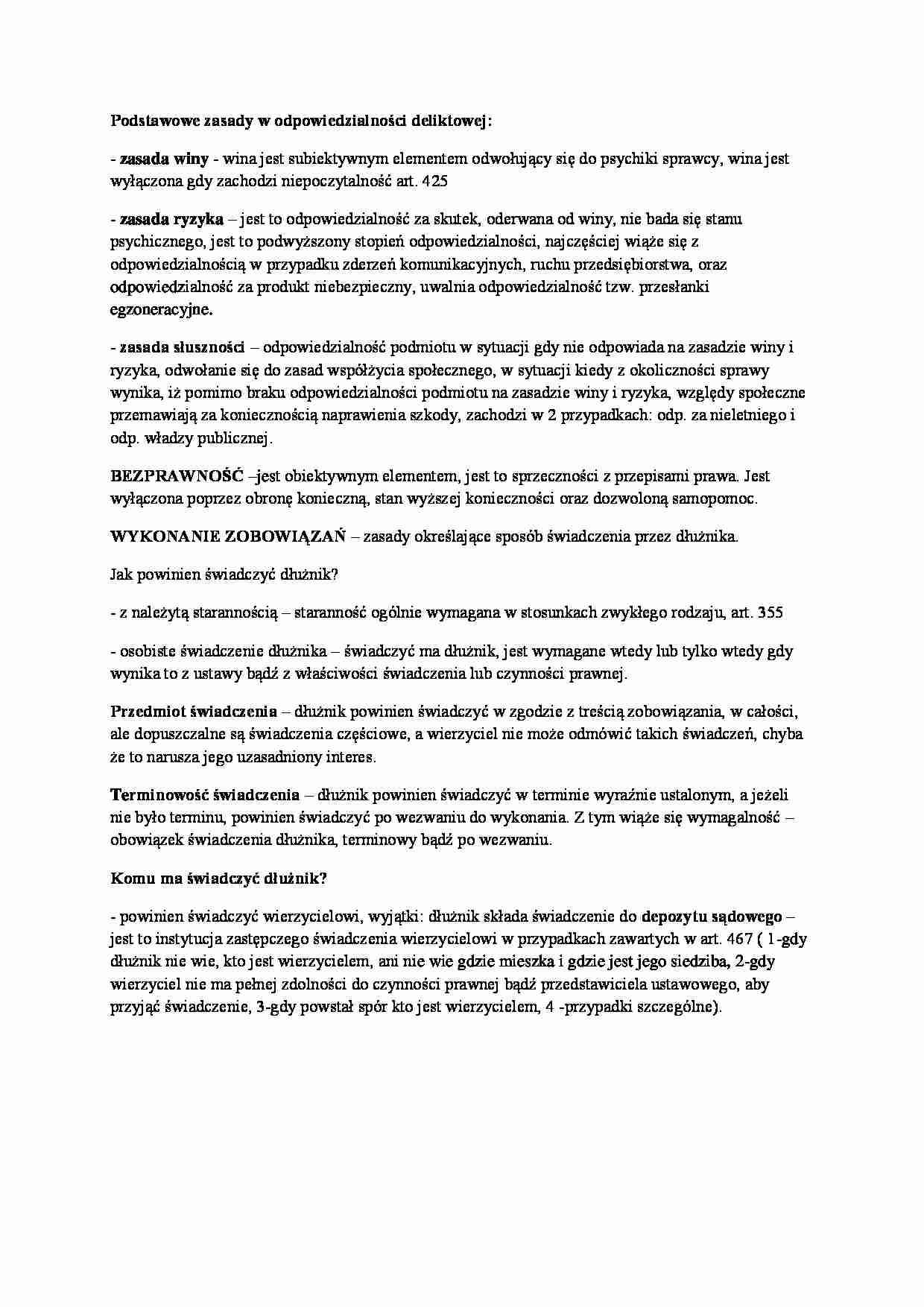 Wykład - odpowiedzialność deliktowa (II sem) - strona 1