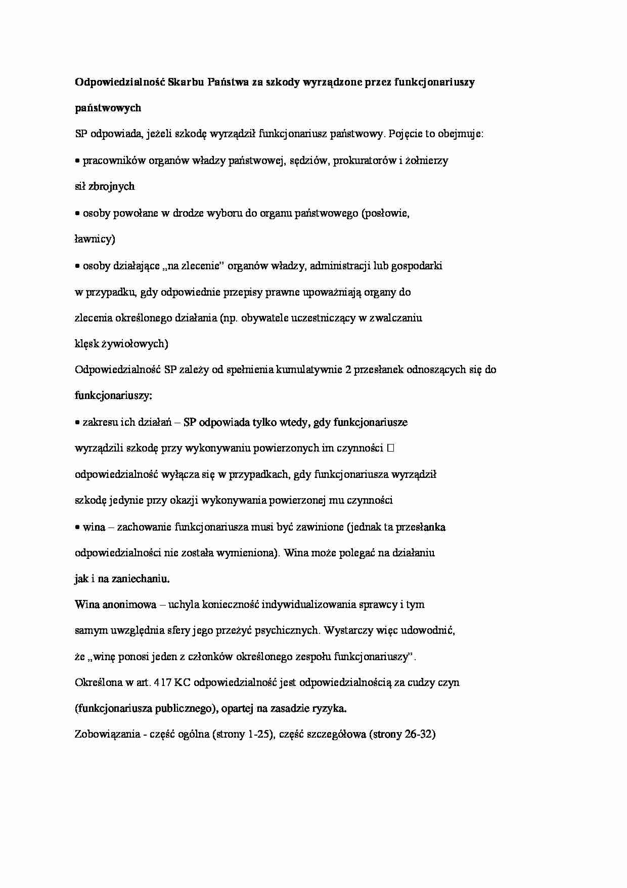 Odpowiedzialność Skarbu Państwa- wykład (II sem) - strona 1