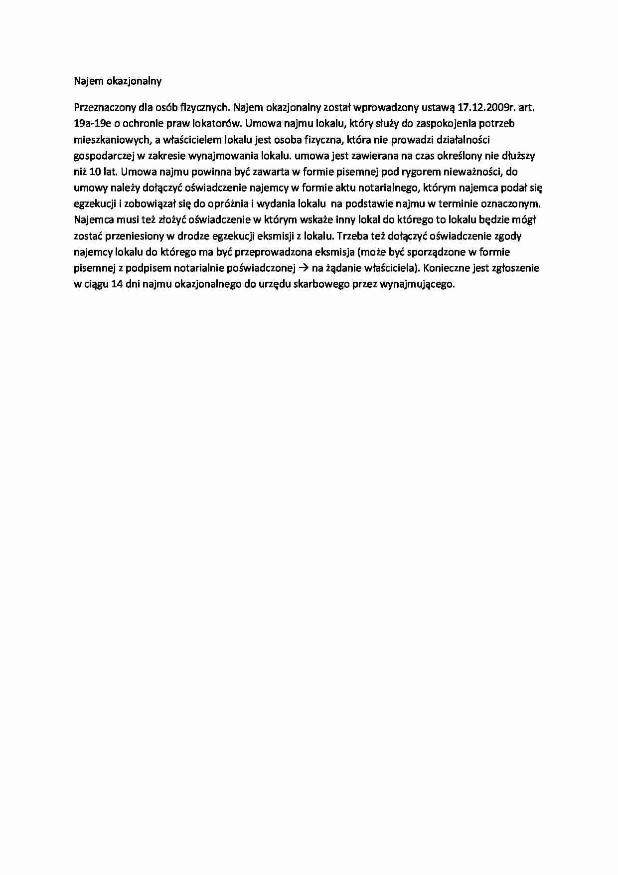 Wykład - najem okazjonalny (II sem) - strona 1