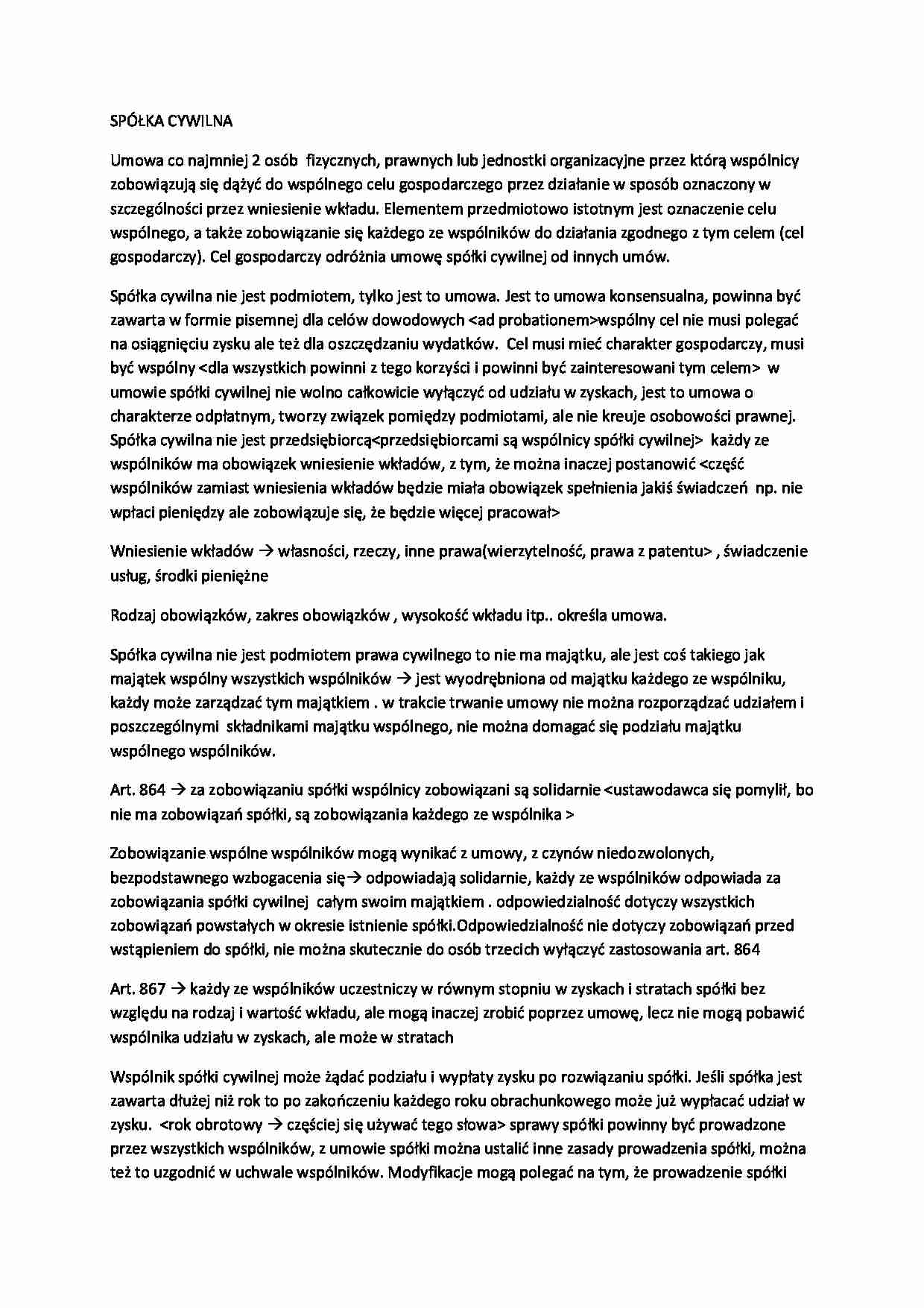 Wykład - spółka cywilna (II sem) - strona 1