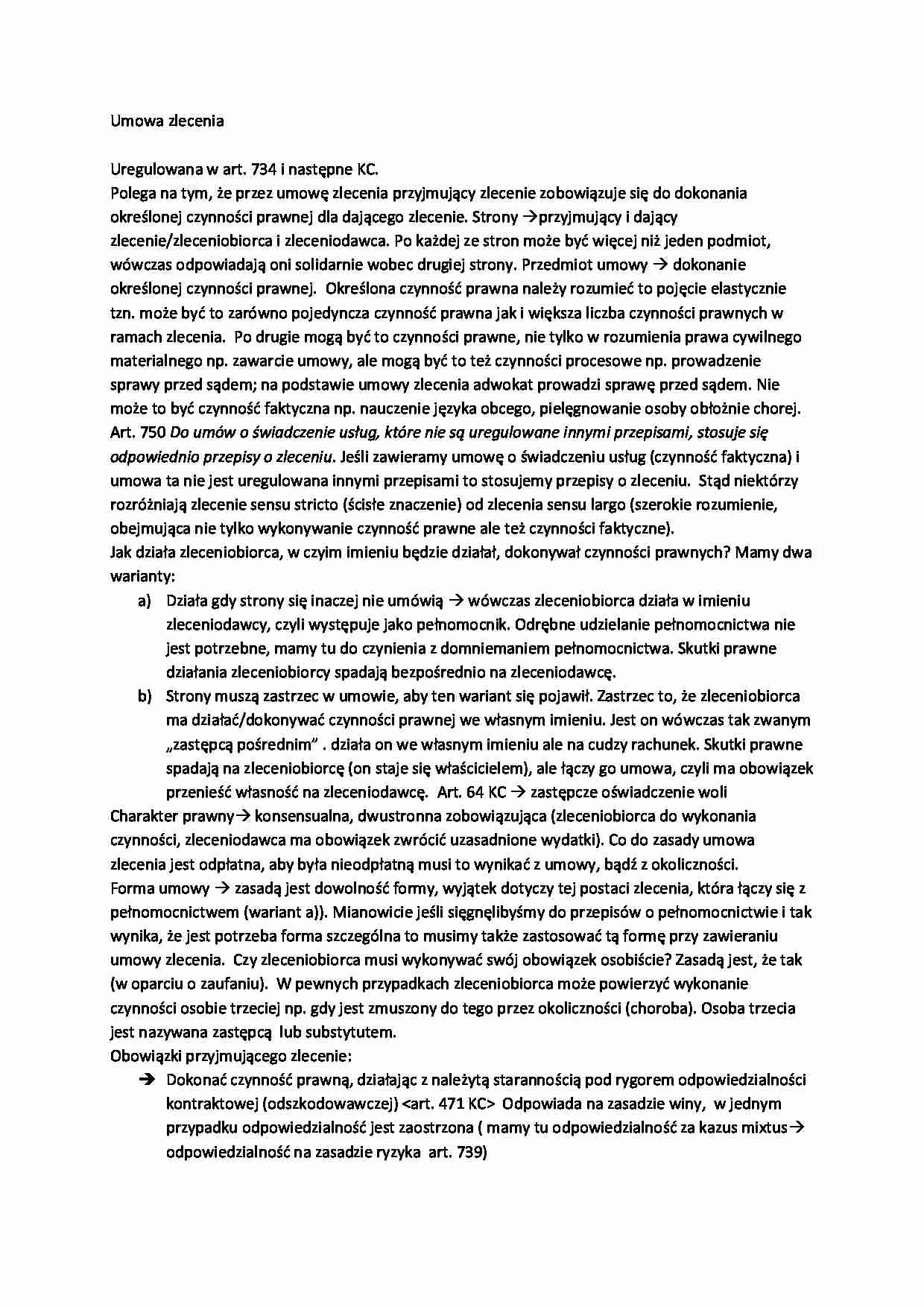 Wykład - umowa zlecenia (II sem) - strona 1