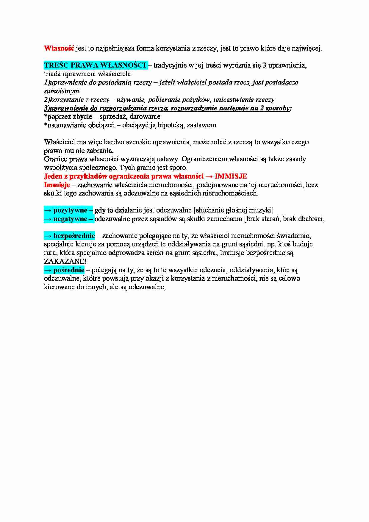 Wykład - własność (I sem) - strona 1